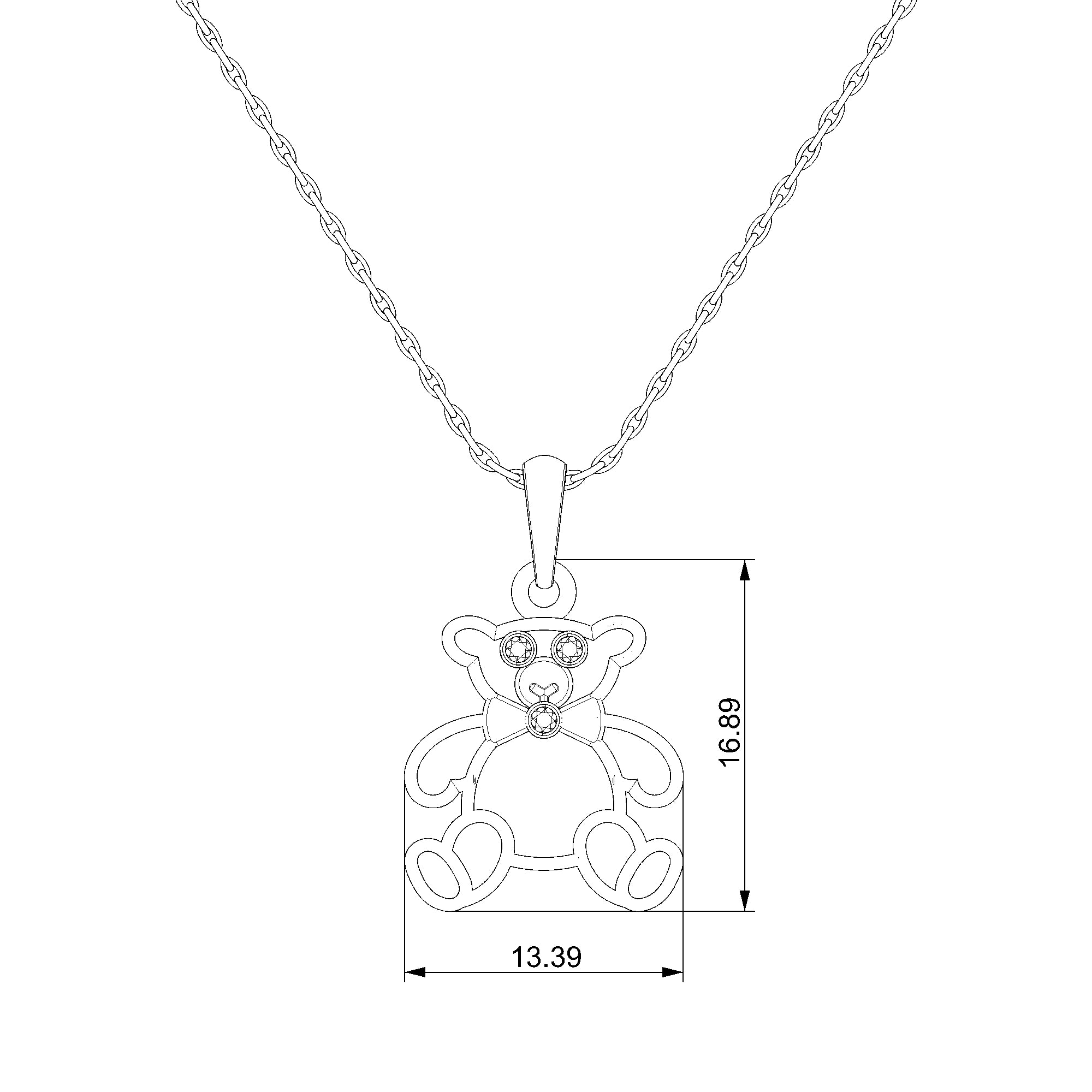 Pargold Solid Gold Whimsical Charm Teddy Bear Pendant-Static