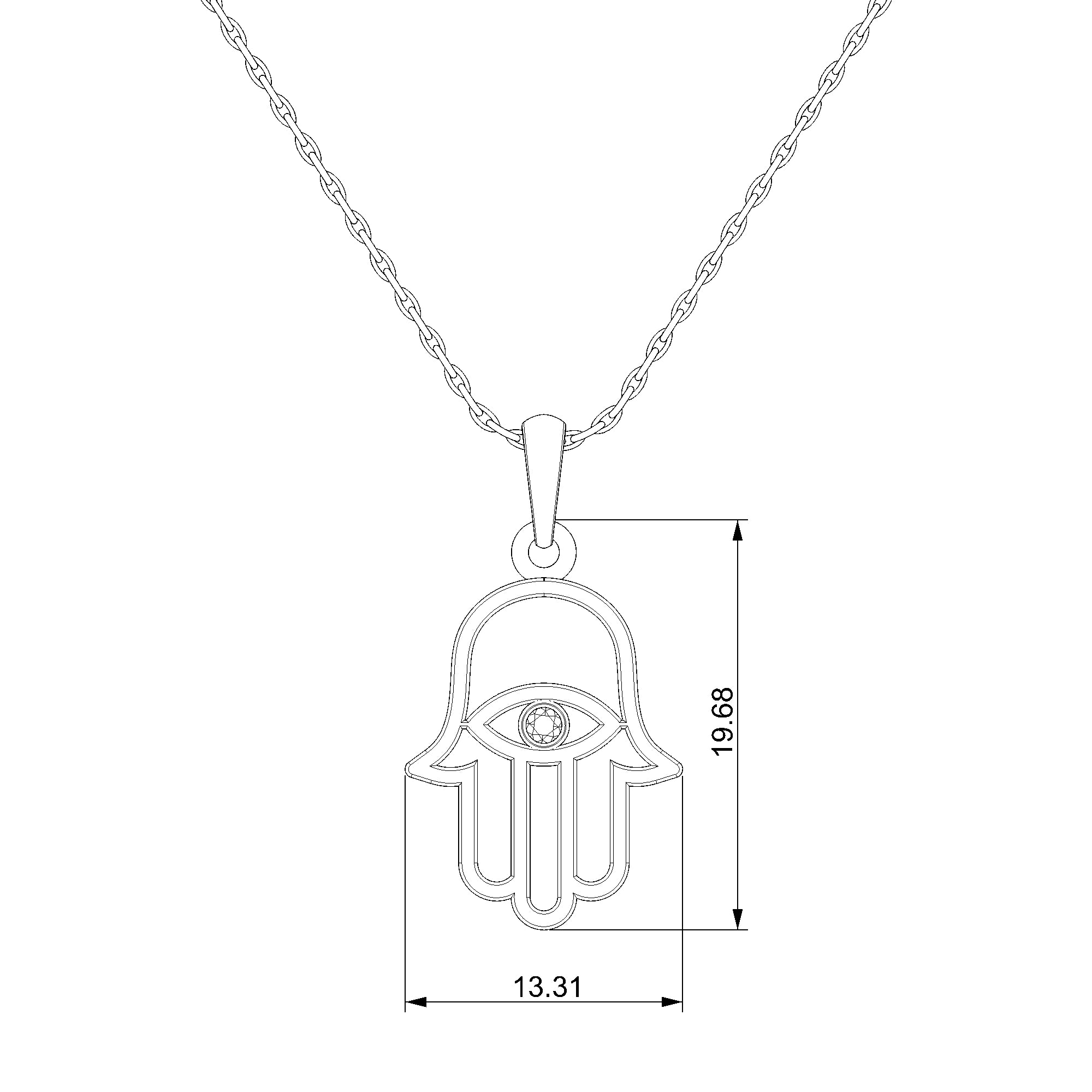 Pargold Solid Gold Enchanted Hamsa Pendant with Radiant Gemstone-Static