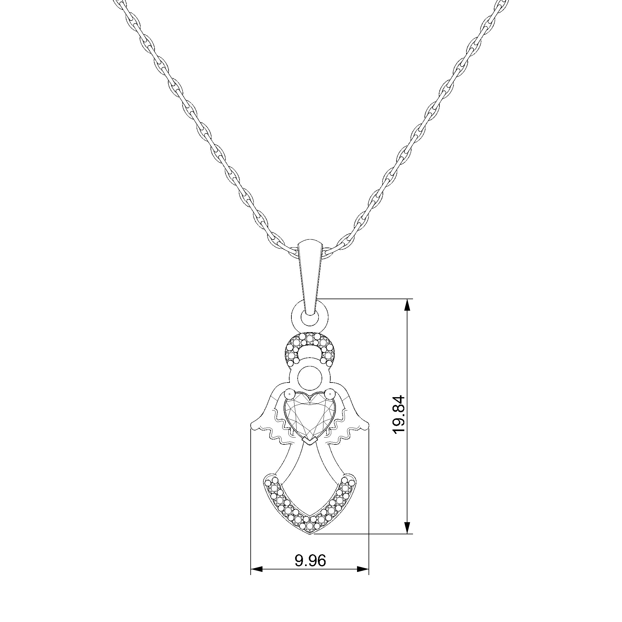 Pargold Solid Gold Timeless Angelic Embrace Pendant-Static