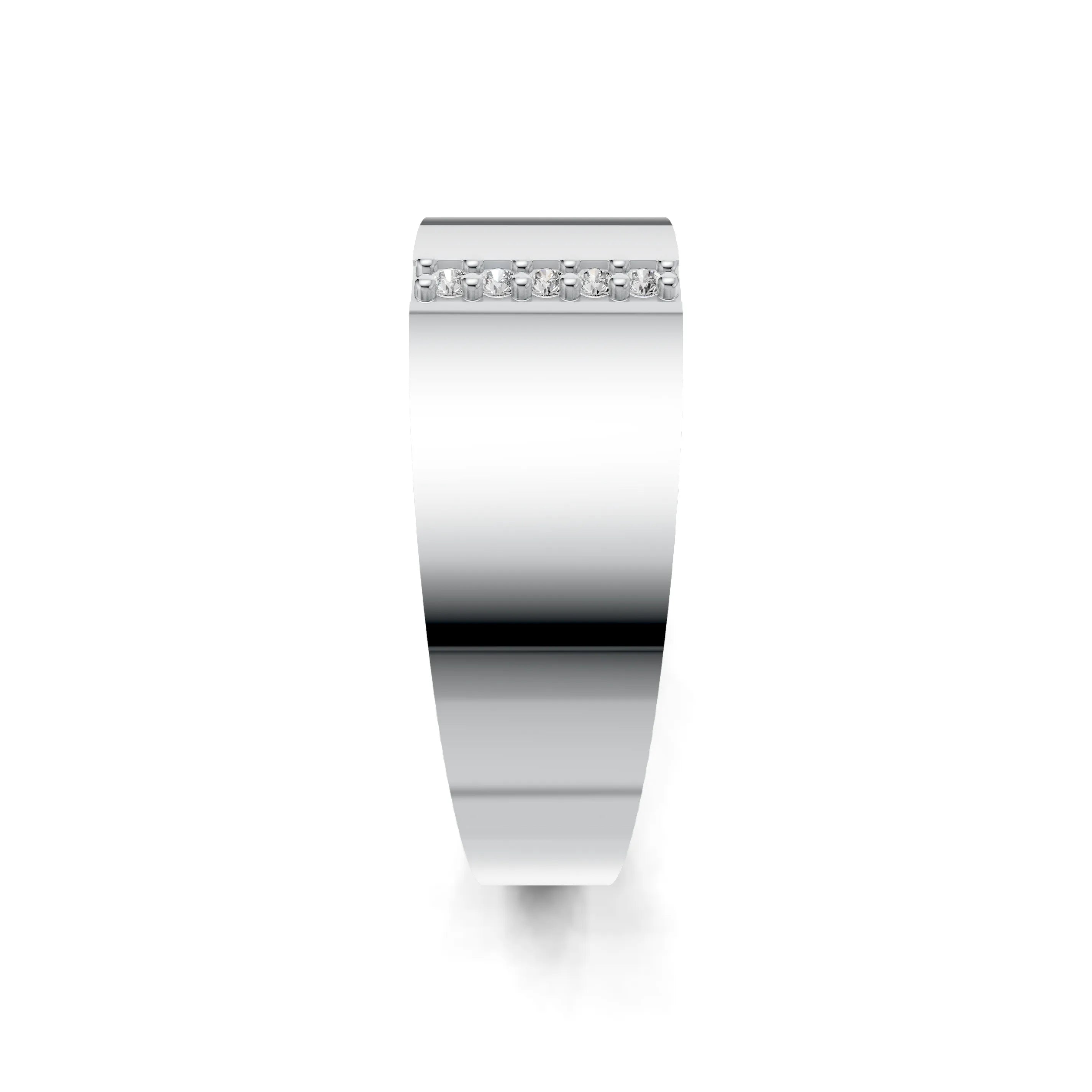 Pargold Solid Gold Impressive Initial "I" Gold Signet Ring -Silver_Diamond_Static_Silver