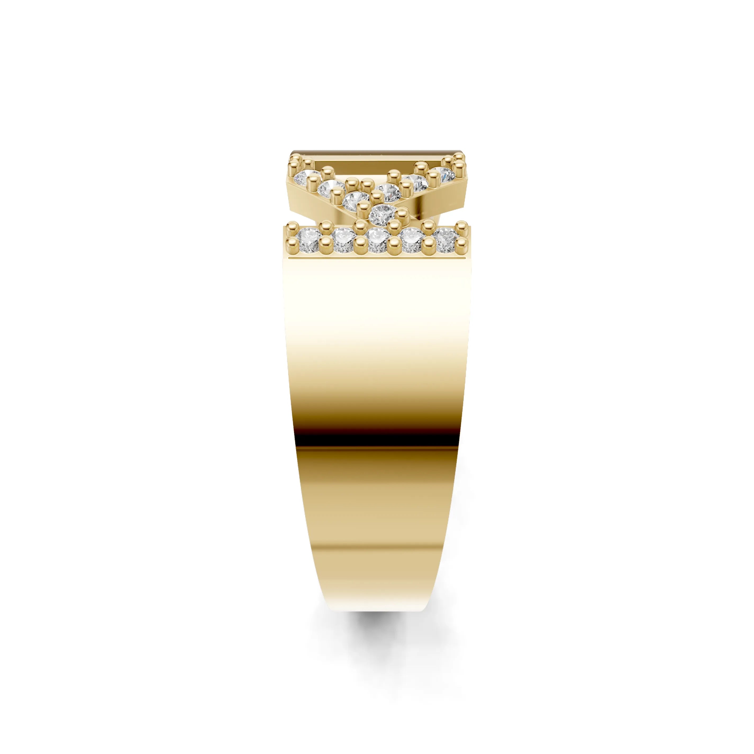 Pargold Solid Gold Refined Initial "K" Gold Signet Ring -Gold_Diamond_Static_Gold