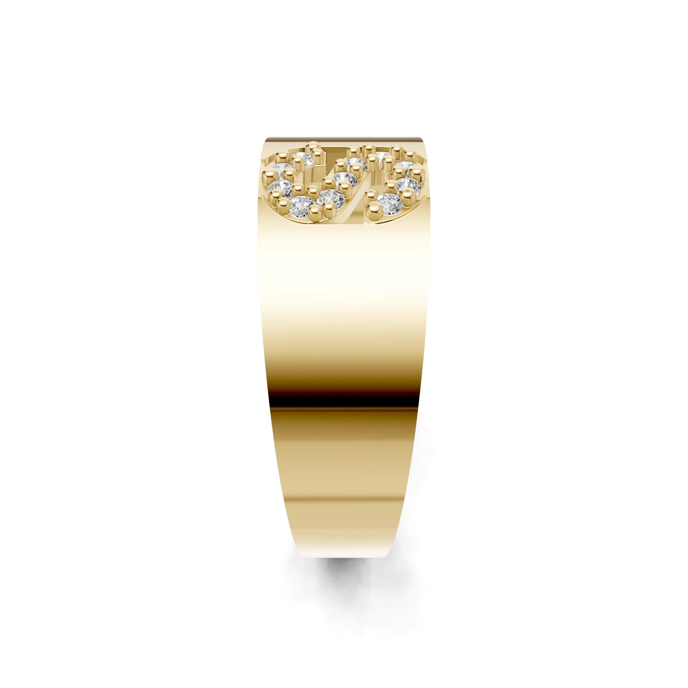 Pargold Solid Gold Sophisticated Initial "S" Gold Signet Ring -Gold_Diamond_Static_Gold