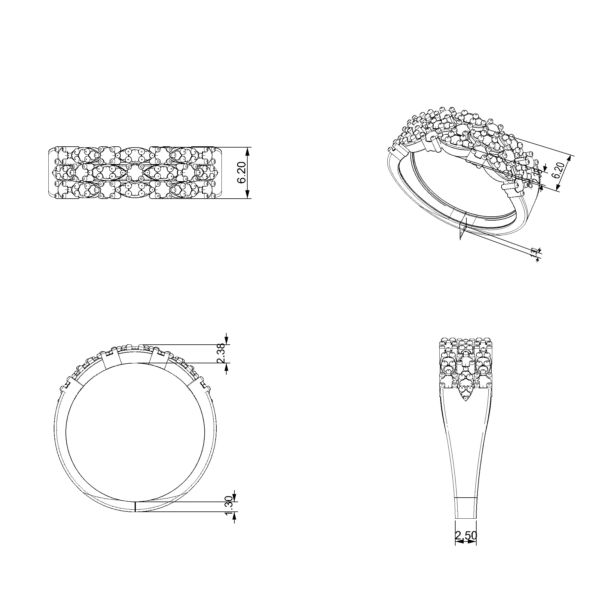 Pargold Solid Gold Blossom Cascade Gemstone Ring-Static