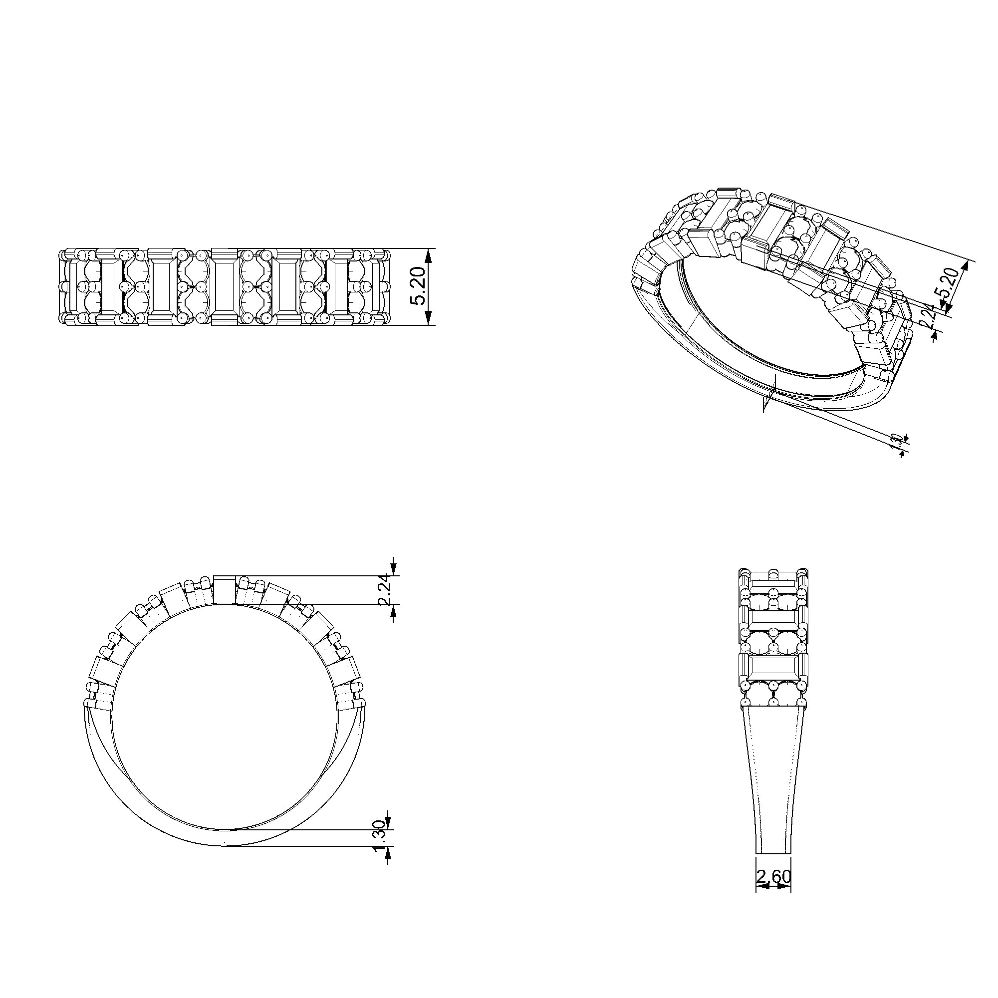 Pargold Solid Gold Radiant Promenade Eternity Ring-Static