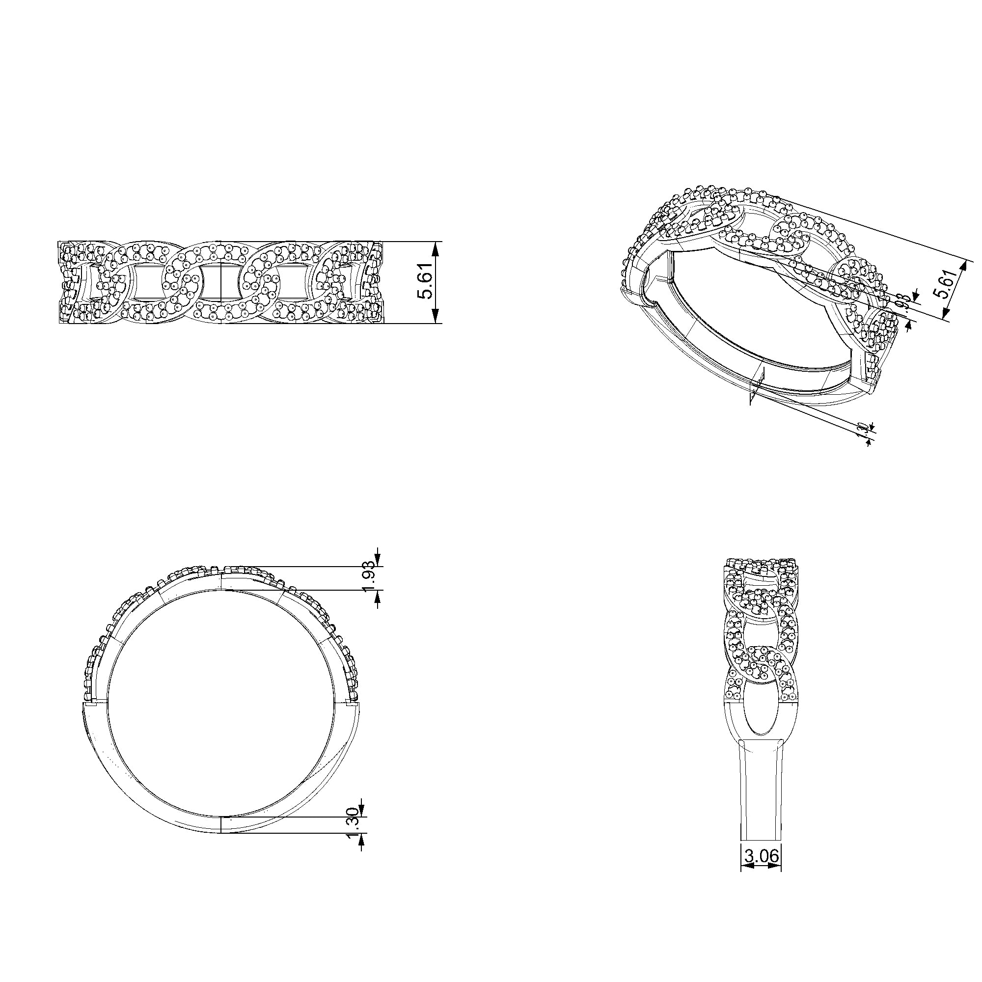 Pargold Solid Gold Infinite Shimmer Chain Link Ring-Static