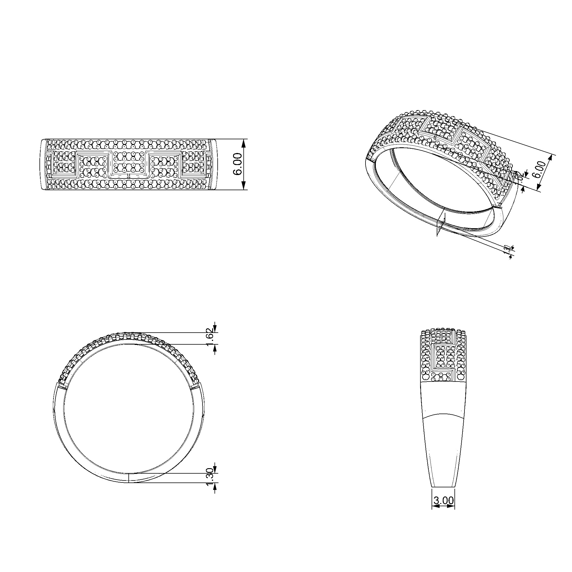 Pargold Solid Gold Turkish Gleam Pave Band-Static