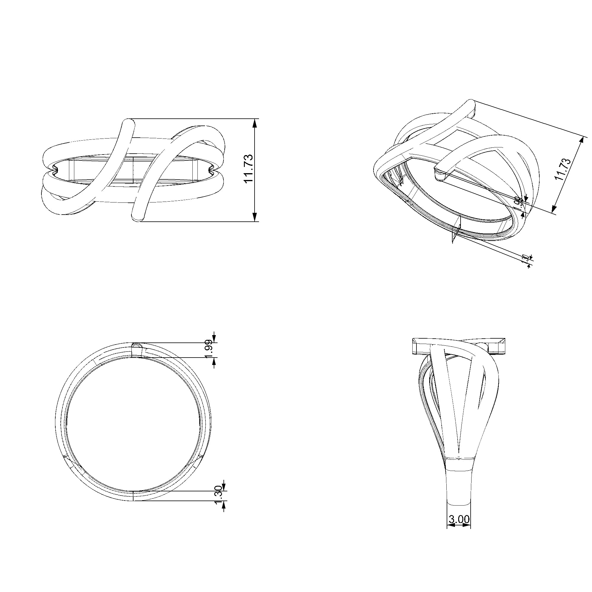 Pargold Solid Gold Elegant Infinity Wave Ring-Static