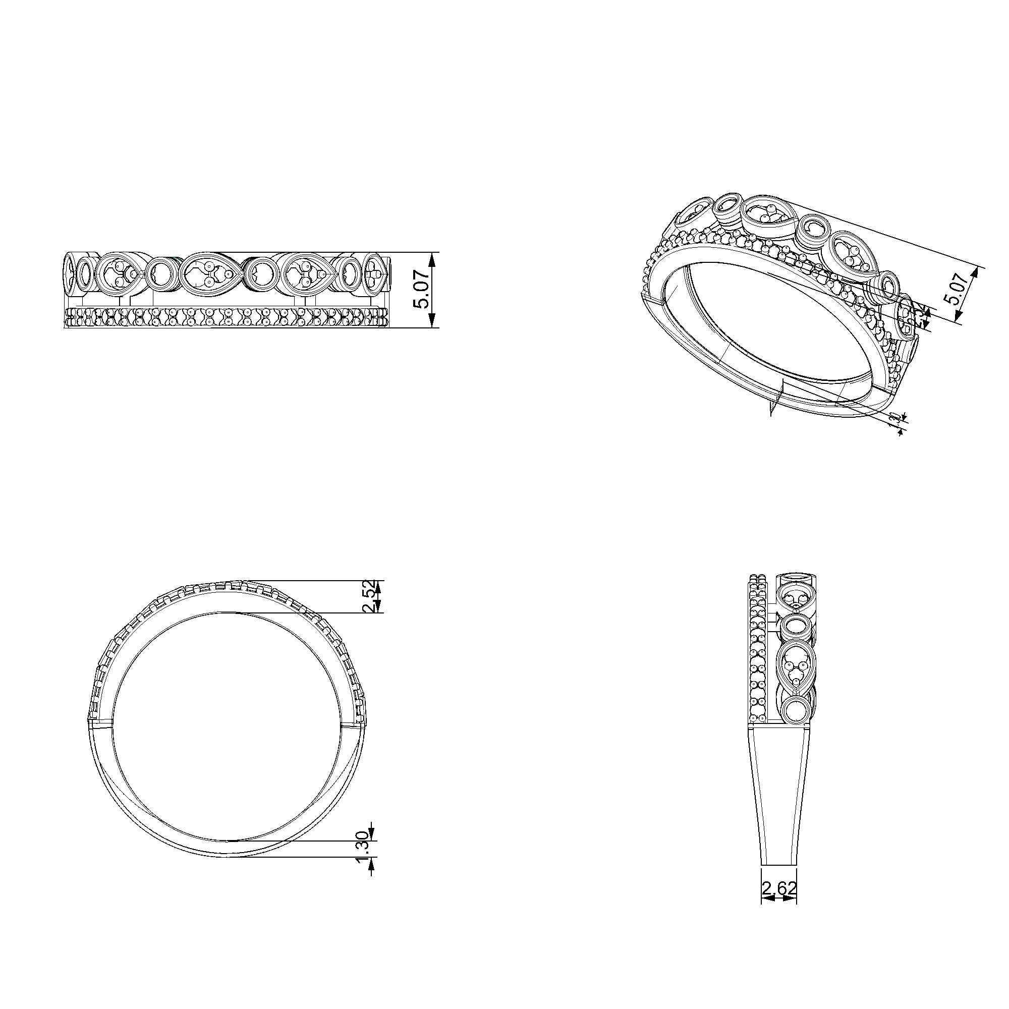 Pargold Solid Gold Ascendant Sparkle Cocktail Ring-Static