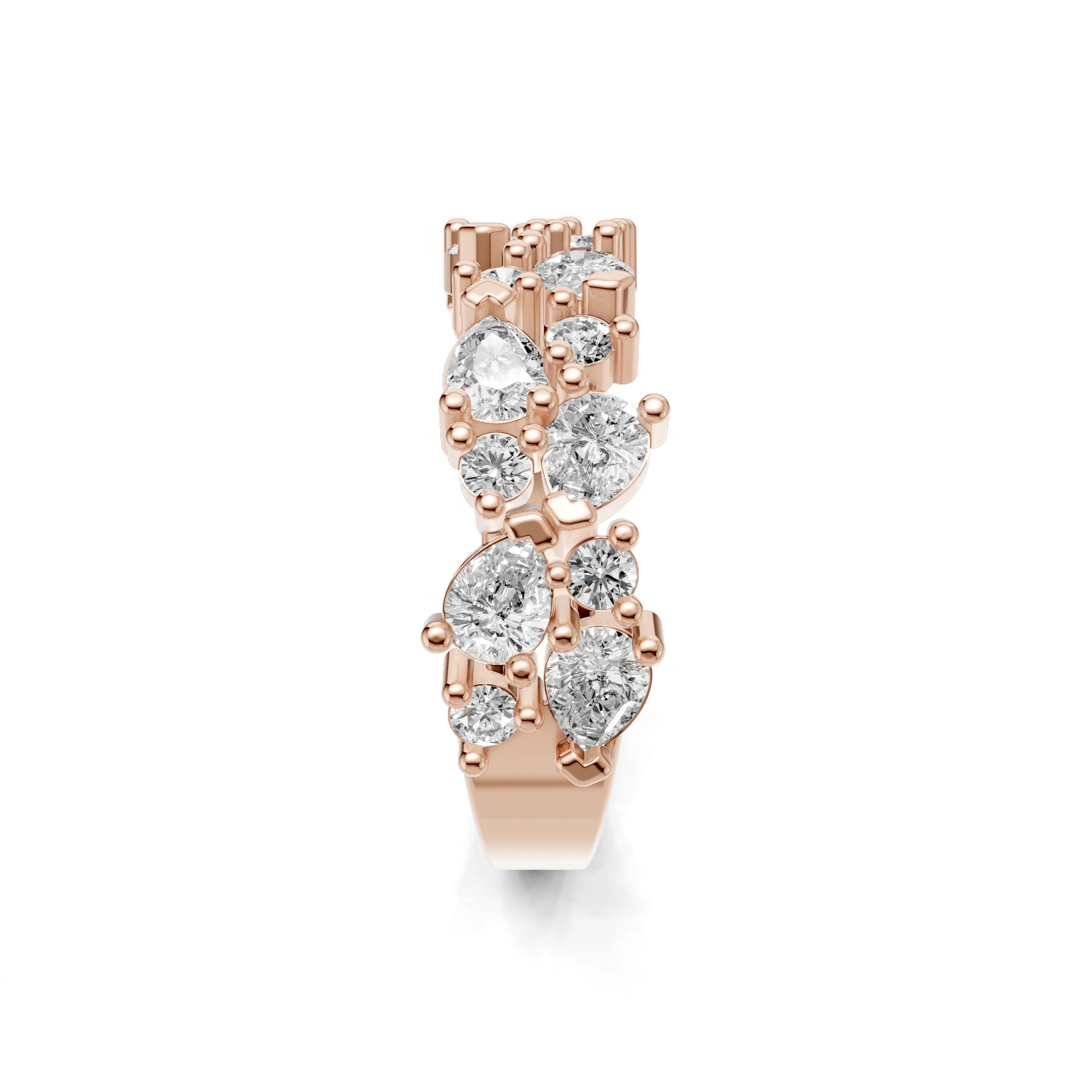 Pargold Solid Gold Marquise Mingle Eternity Statement Ring -Rose_Diamond_Diamond_Static_Rose