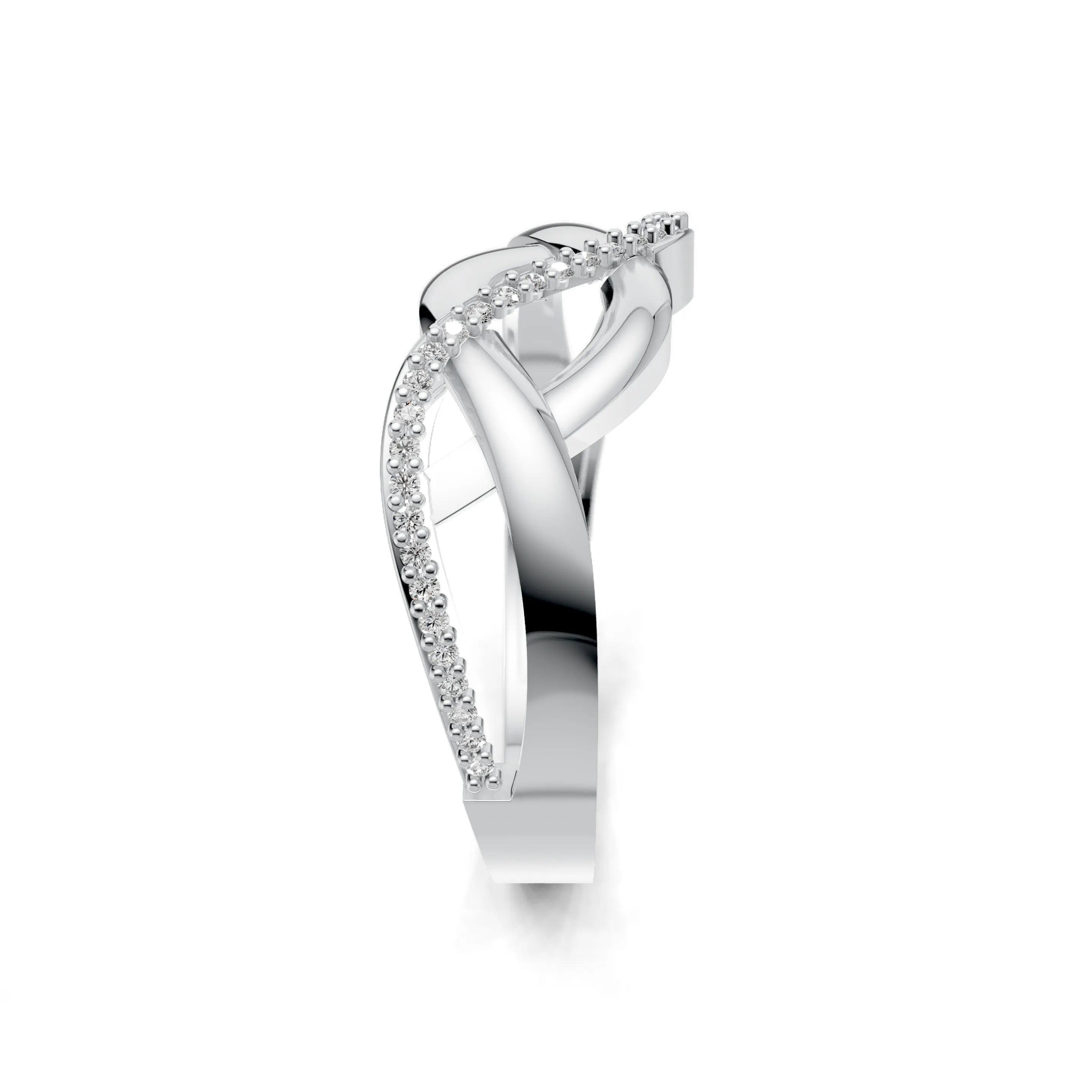 Pargold Solid Gold Symphonic Infinity Swirl Pave Ring -Silver_Diamond_Diamond_Static_Silver
