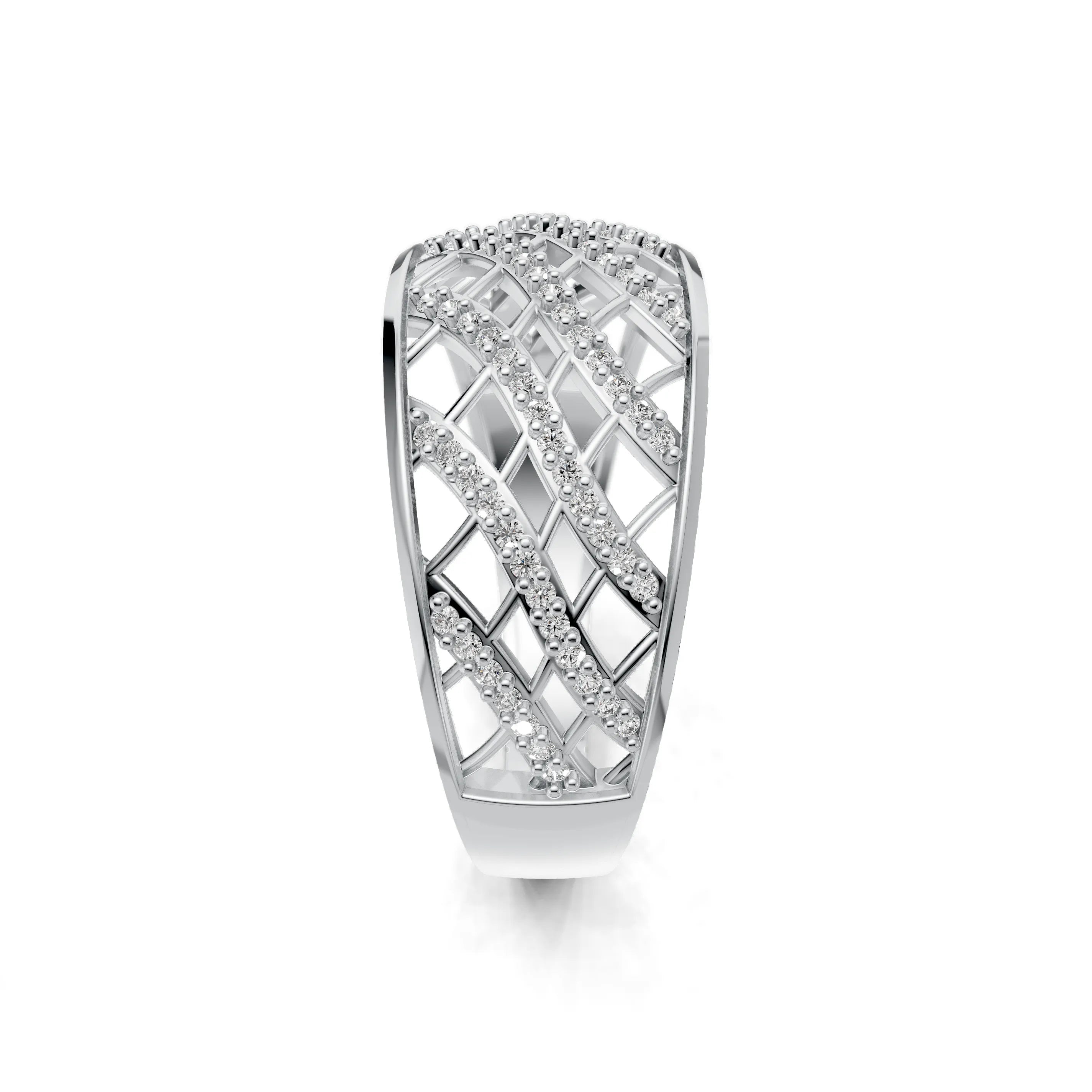 Pargold Solid Gold Dome Array Pave Elegance Ring -Silver_Diamond_Diamond_Static_Silver