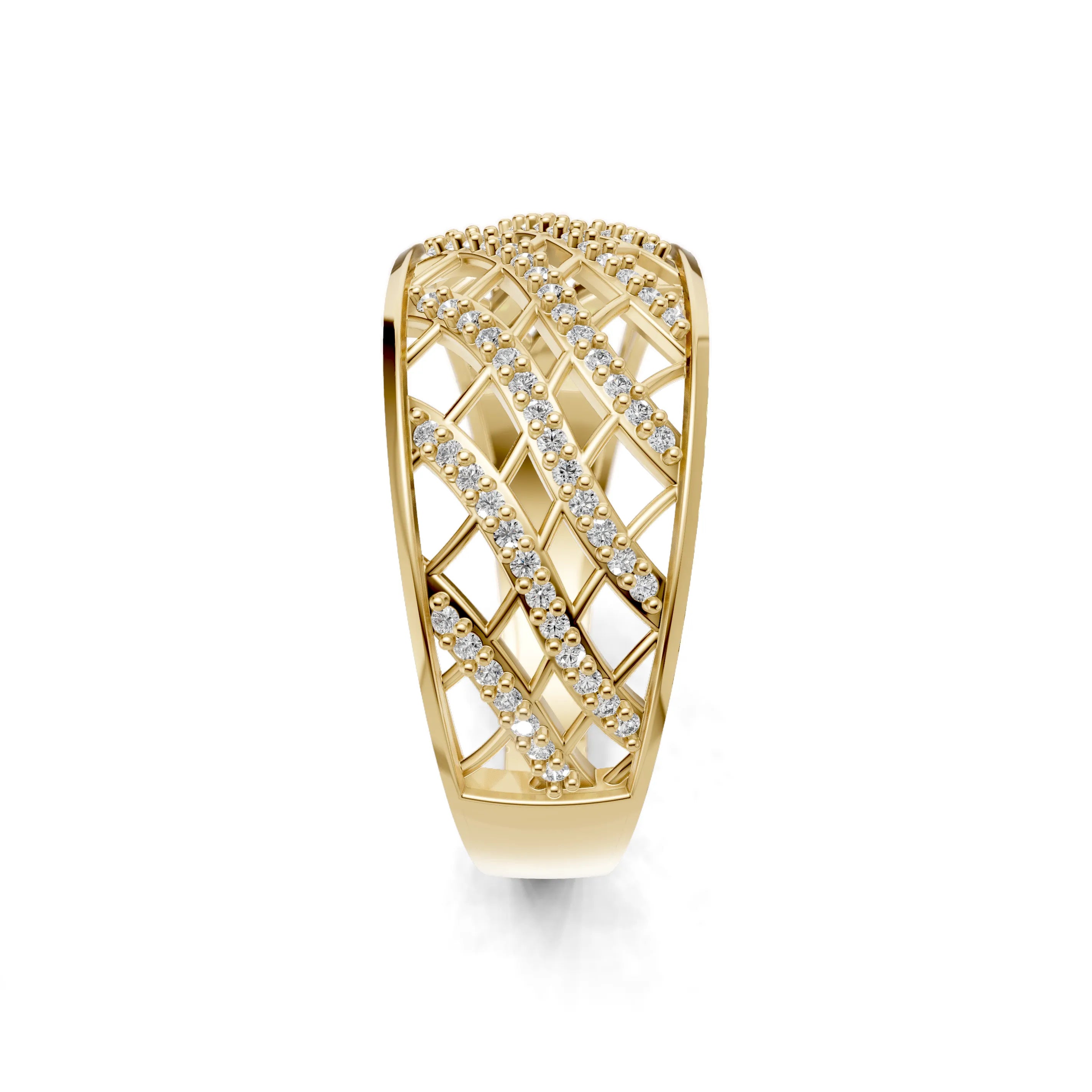 Pargold Solid Gold Dome Array Pave Elegance Ring -Gold_Diamond_Diamond_Static_Gold