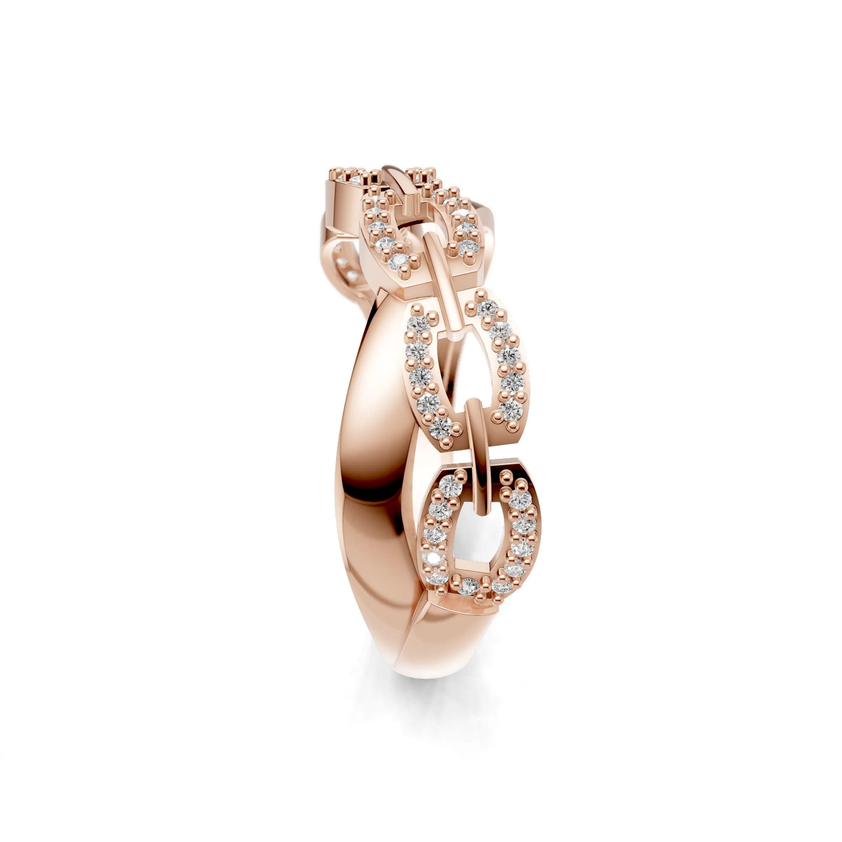 Pargold Solid Gold Infinite Allure Interlock Pave Ring -Rose_Diamond_Diamond_Static_Rose