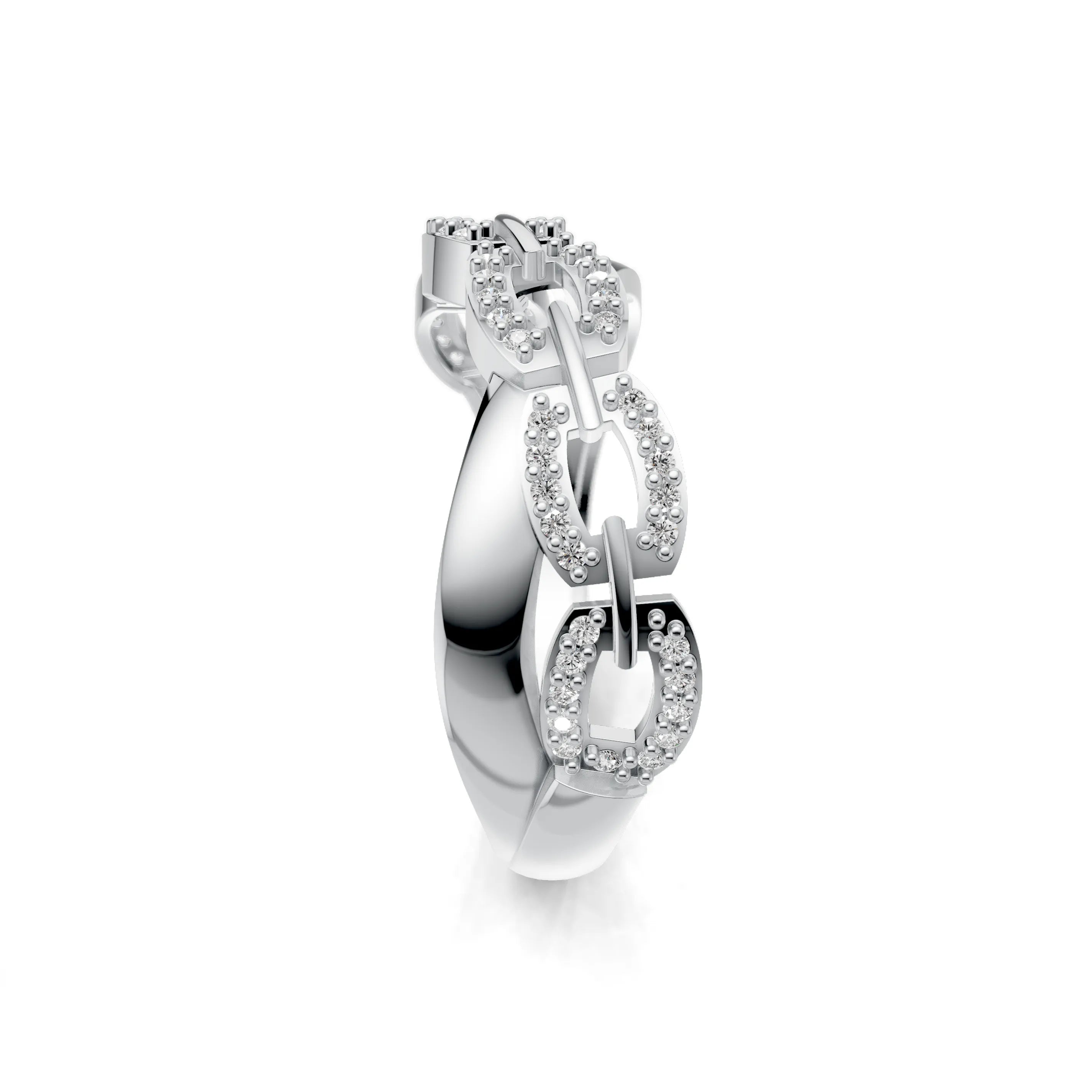 Pargold Solid Gold Infinite Allure Interlock Pave Ring -Silver_Diamond_Diamond_Static_Silver