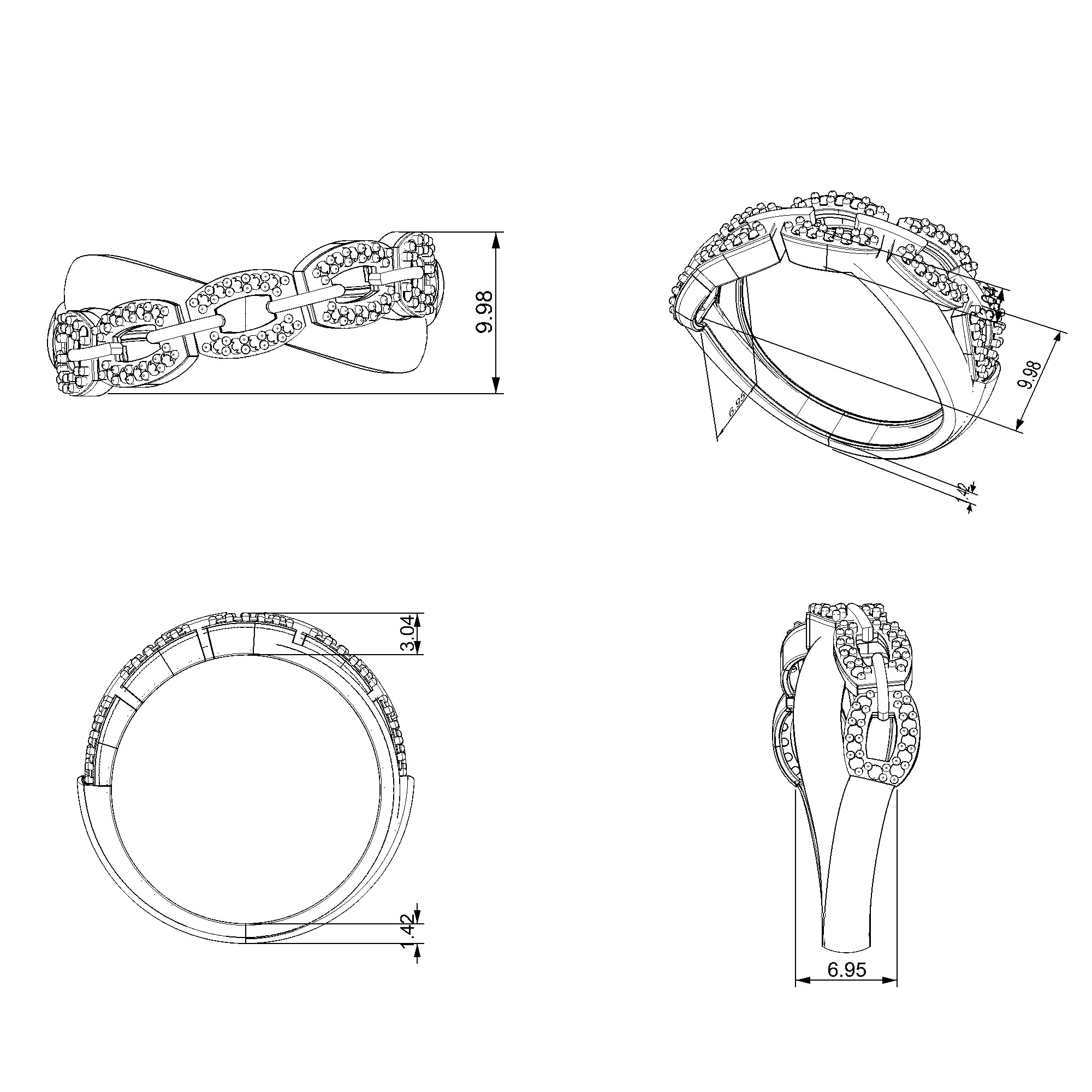 Pargold Solid Gold Infinite Allure Interlock Pave Ring-Static