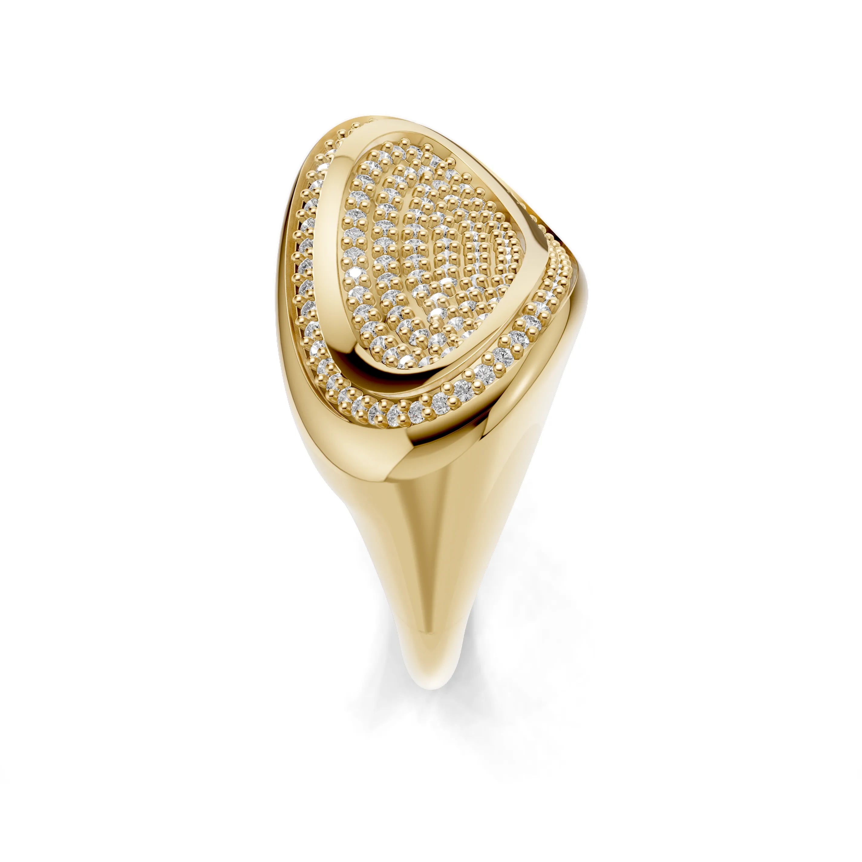 Pargold Solid Gold Oval Illusion Pave Signet Ring -Gold_Diamond_Diamond_Static_Gold