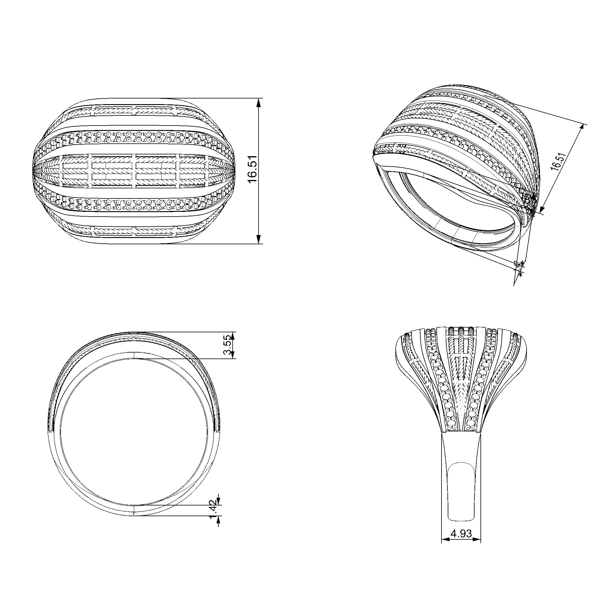 Pargold Solid Gold Textured Harmony Pave Band-Static
