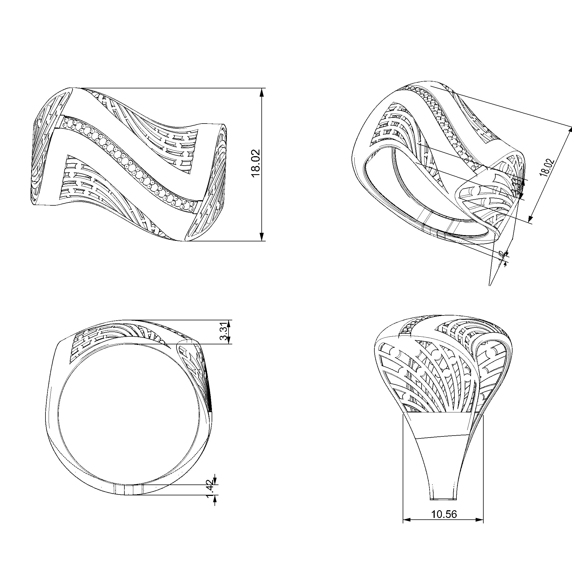 Pargold Solid Gold Horizon Curve Pave Band-Static