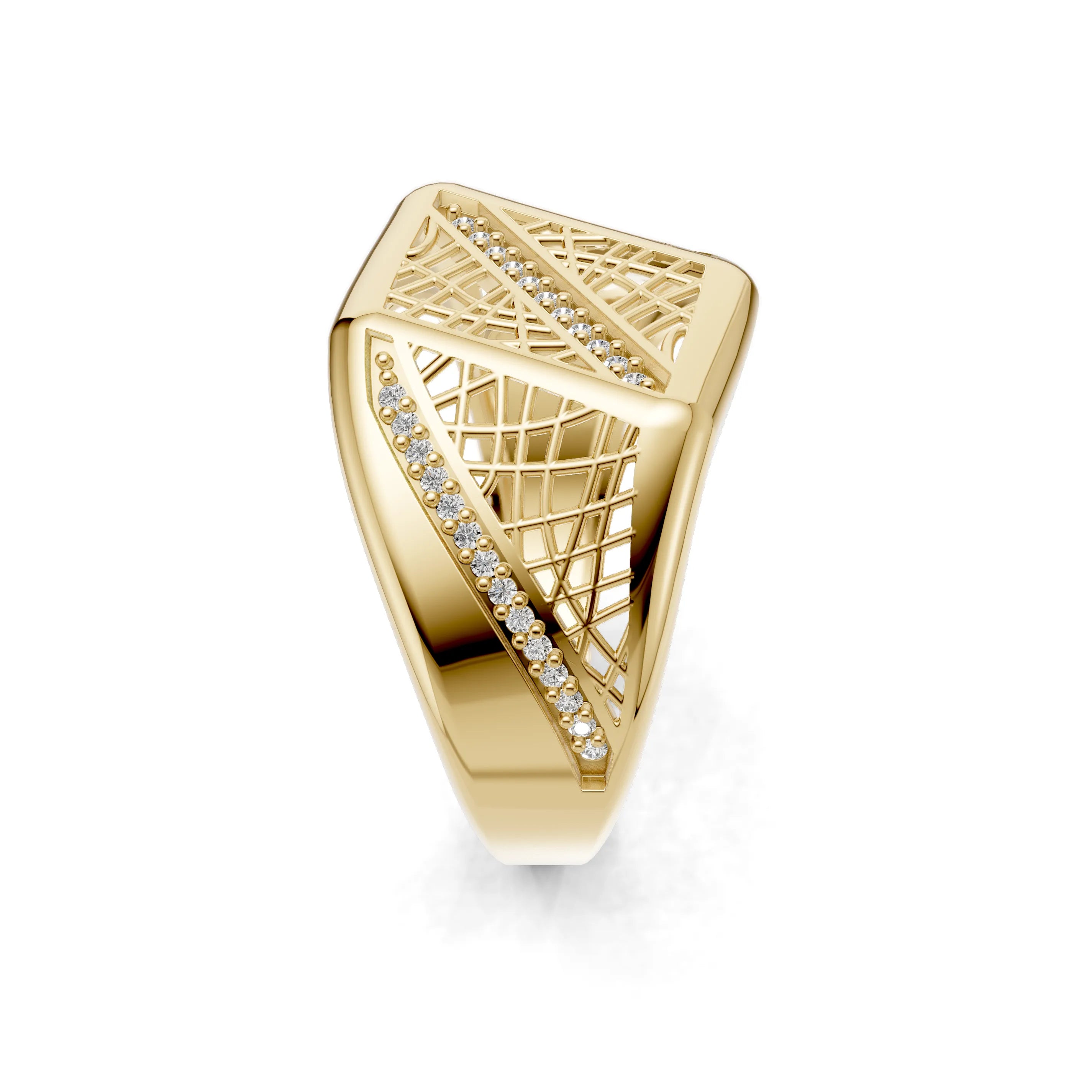 Pargold Solid Gold Architectural Allure Pave Band -Gold_Diamond_Diamond_Static_Gold