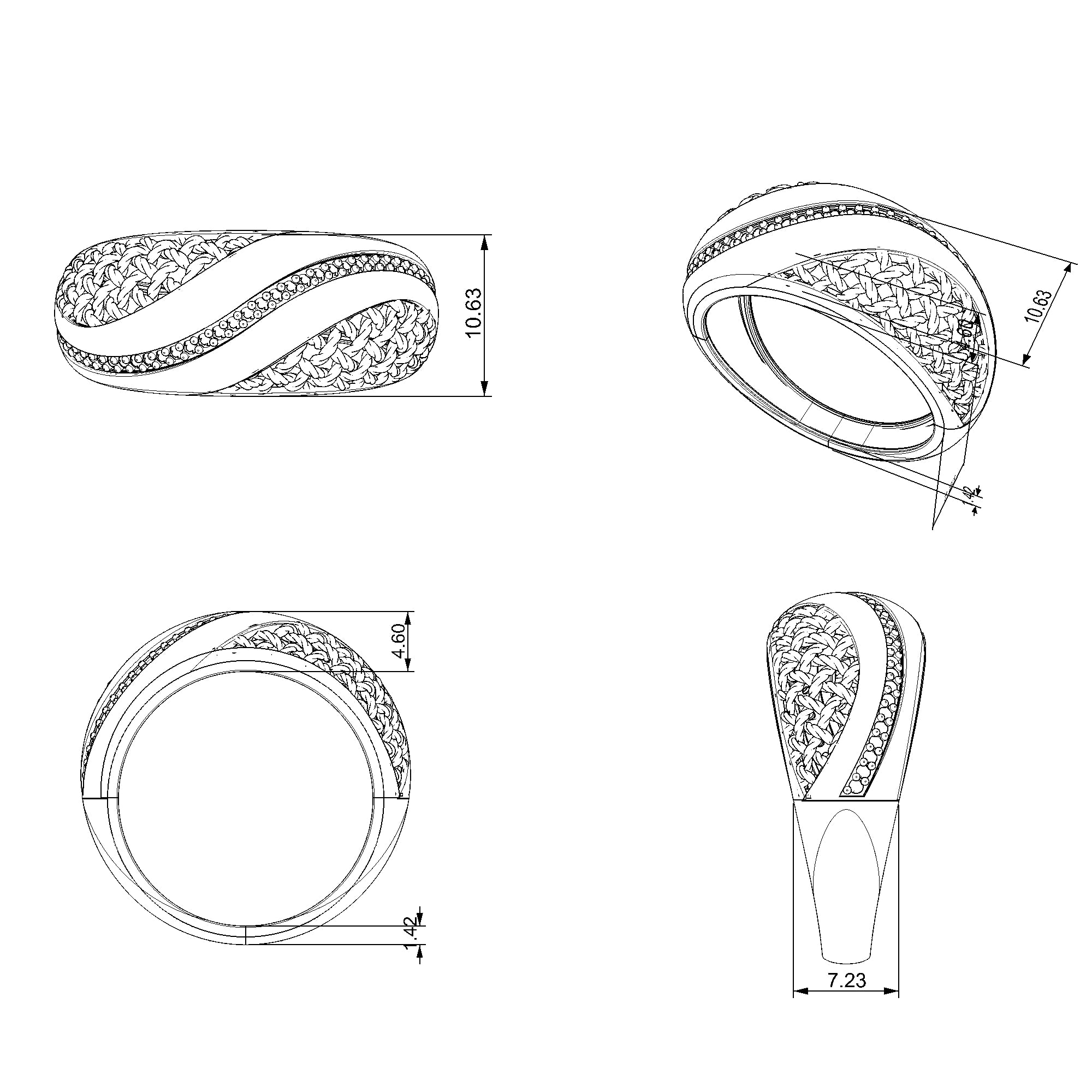 Pargold Solid Gold Braided Brilliance Gem Band-Static