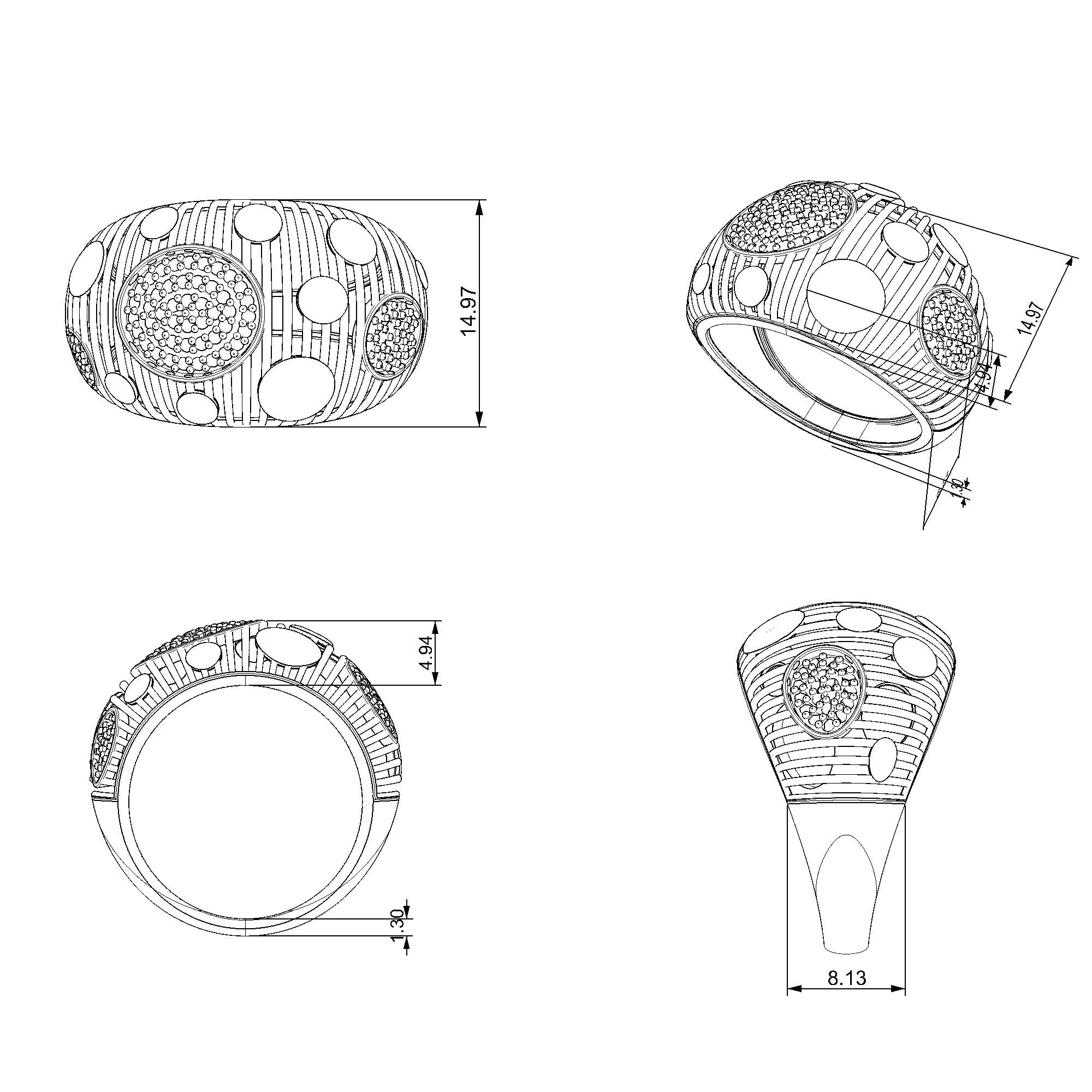 Pargold Solid Gold Celestial Orbit Gemstone Band-Static
