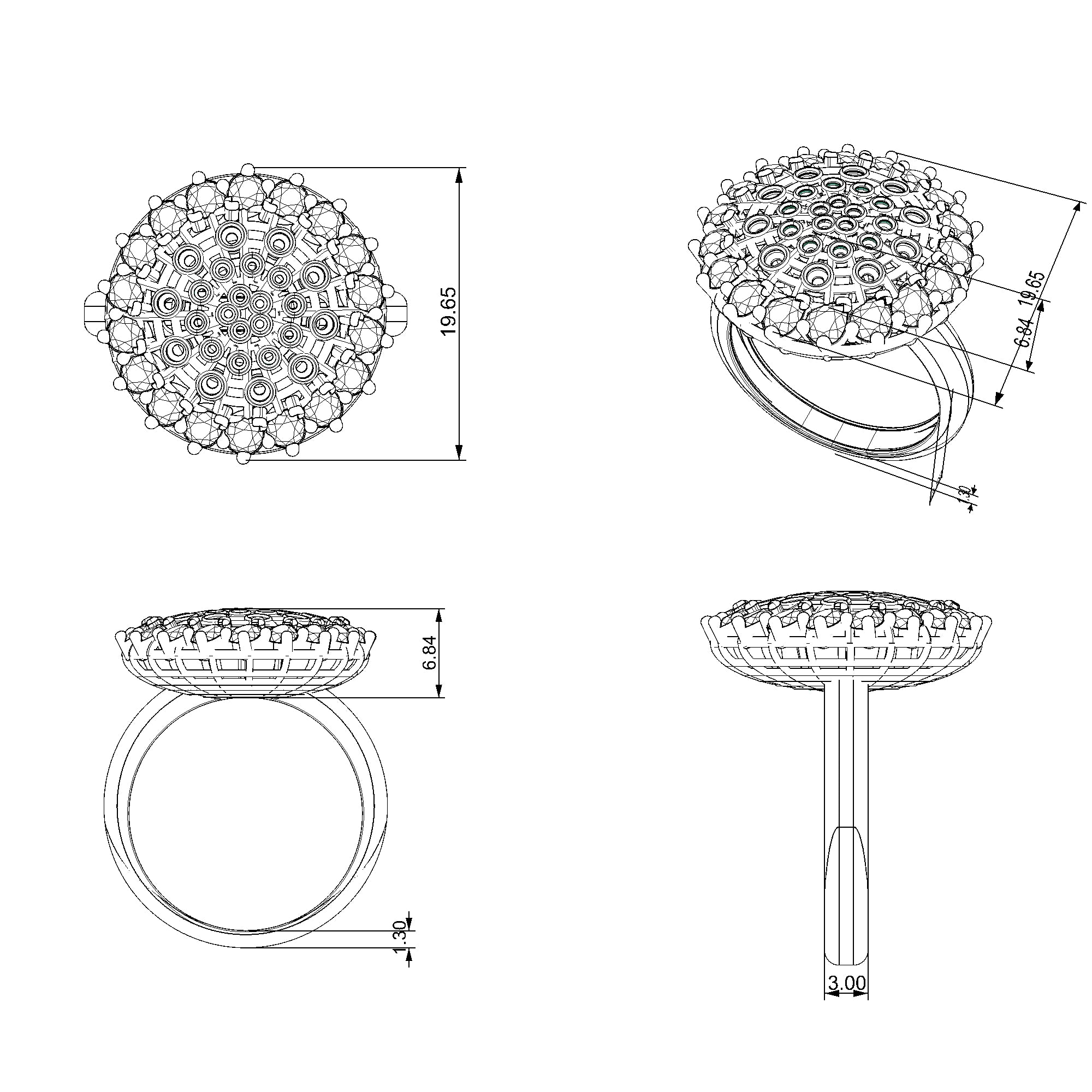 Pargold Solid Gold Regal Mosaic Gemstone Disc Ring-Static