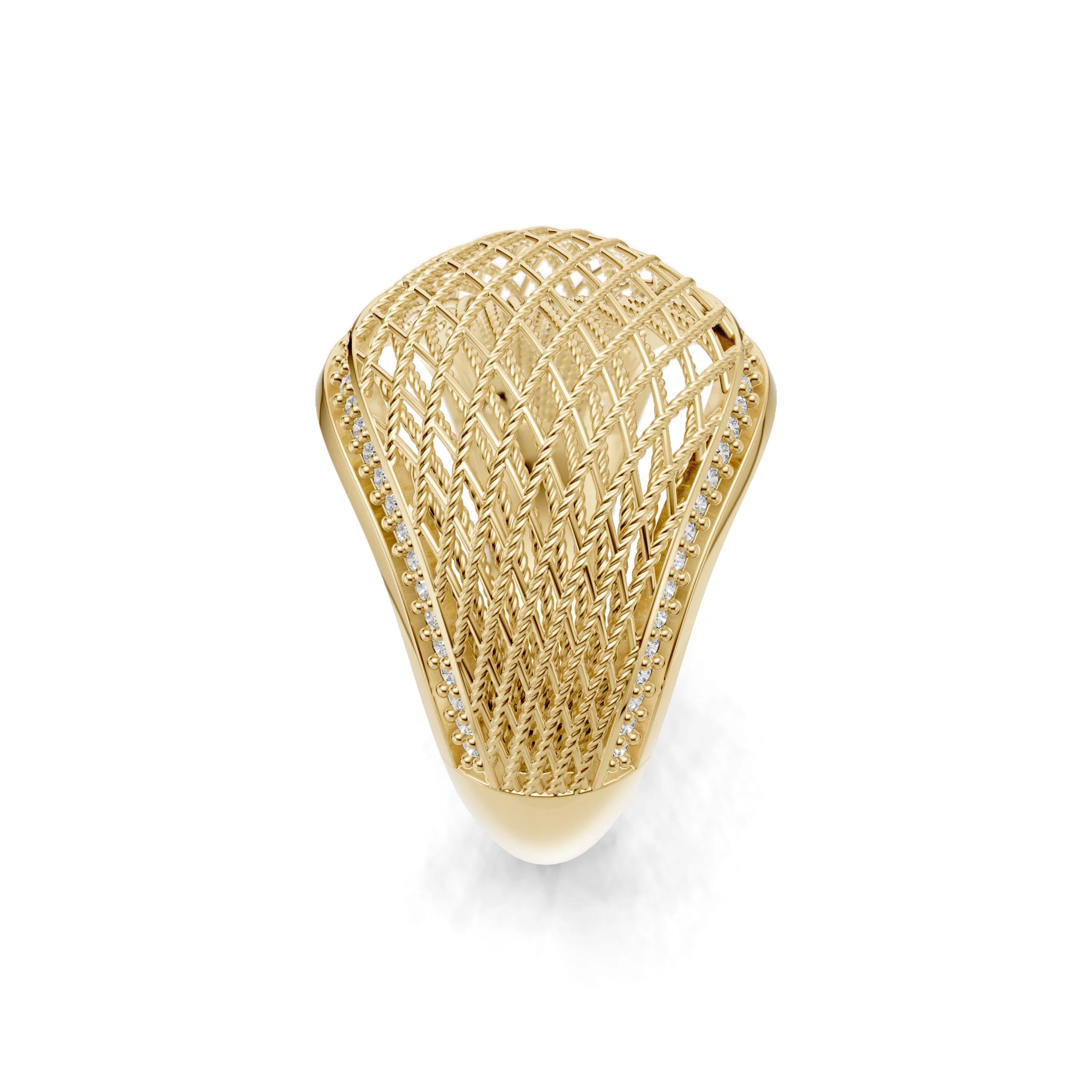 Pargold Solid Gold Lattice Brilliance Band -Gold_Diamond_Diamond_Static_Gold