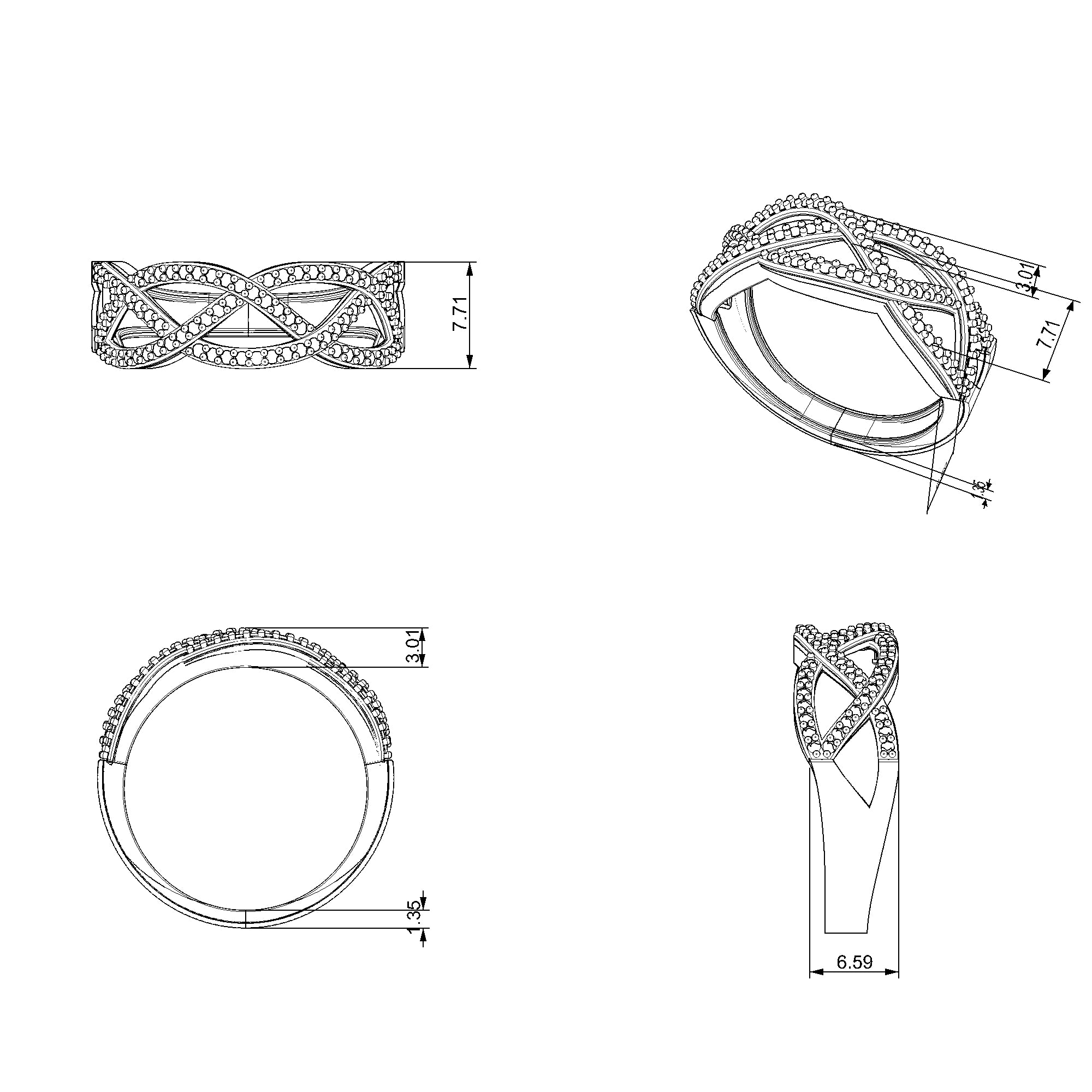 Pargold Solid Gold Infiniweave Coronet Eeternity Ring-Static