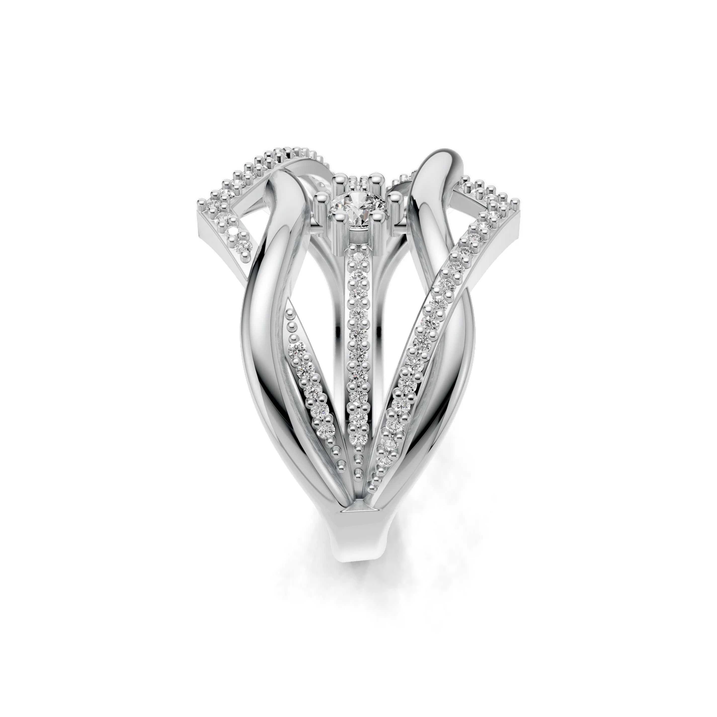 Pargold Solid Gold Golden Vertex Solitaire Band -Silver_Diamond_Diamond_Static_Silver