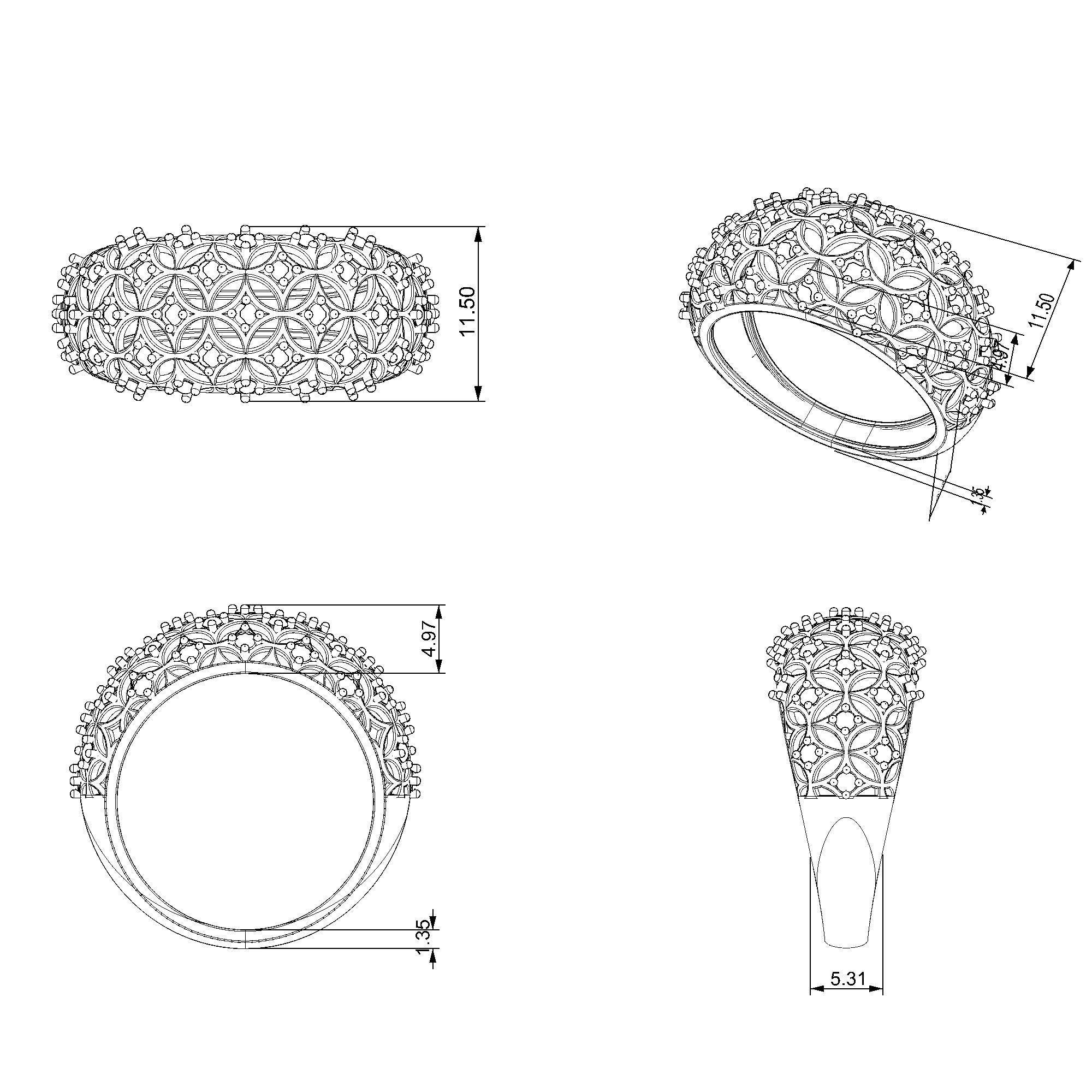 Pargold Solid Gold Golden Garland Sparkle Band-Static
