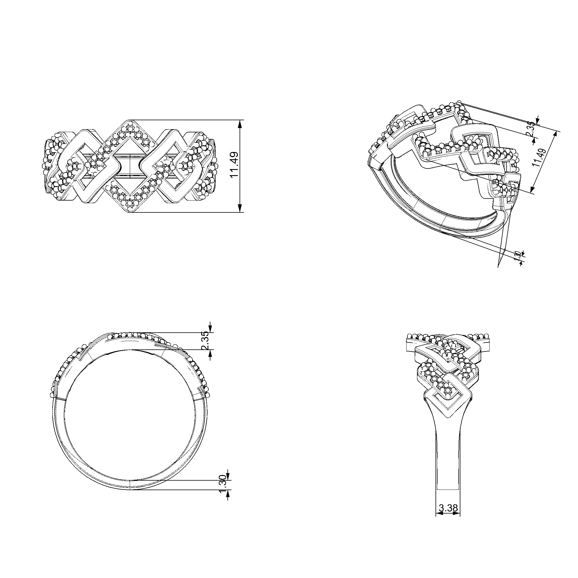 Pargold Solid Gold Geometric Glamour Link Band-Static