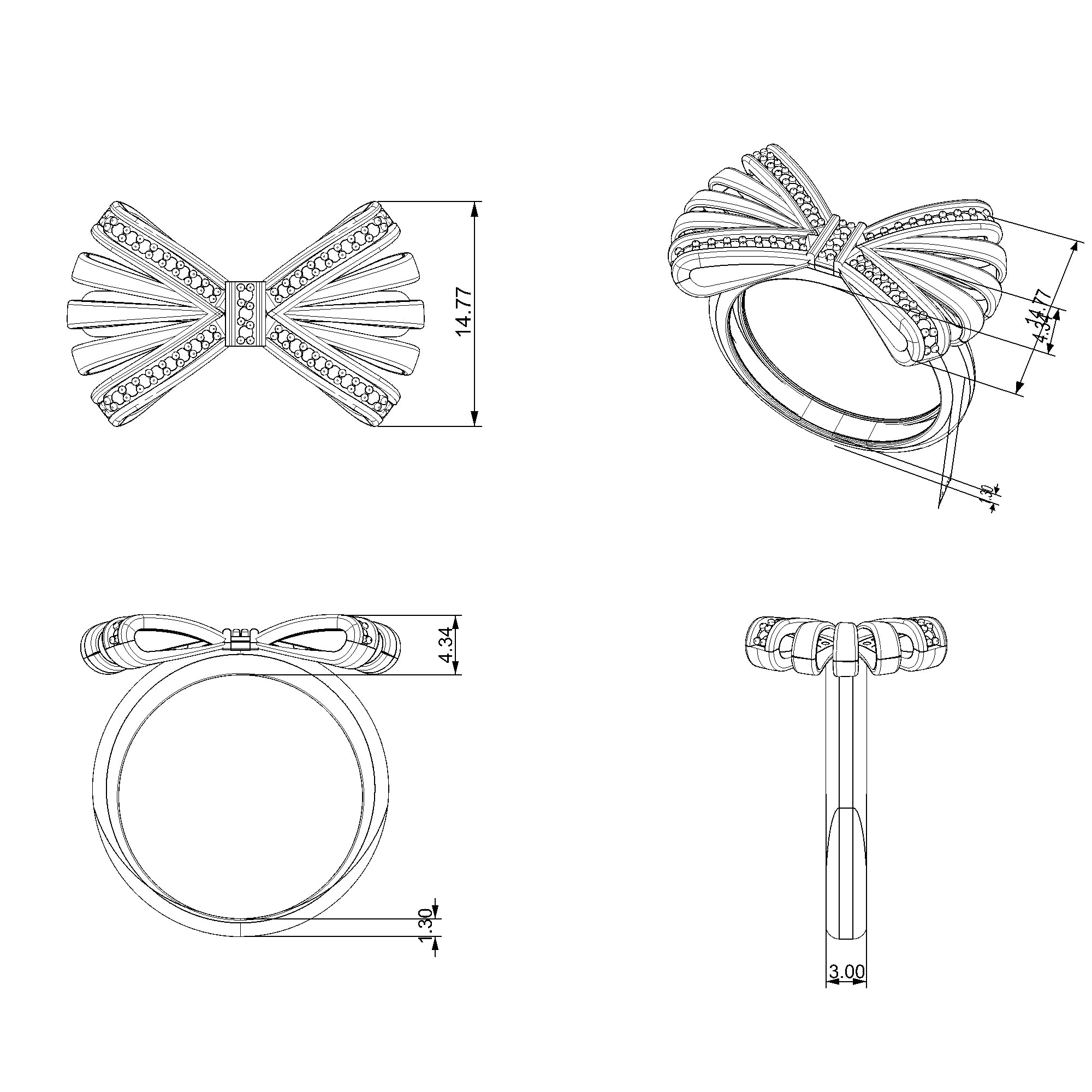 Pargold Solid Gold Golden Embrace Bow Band-Static