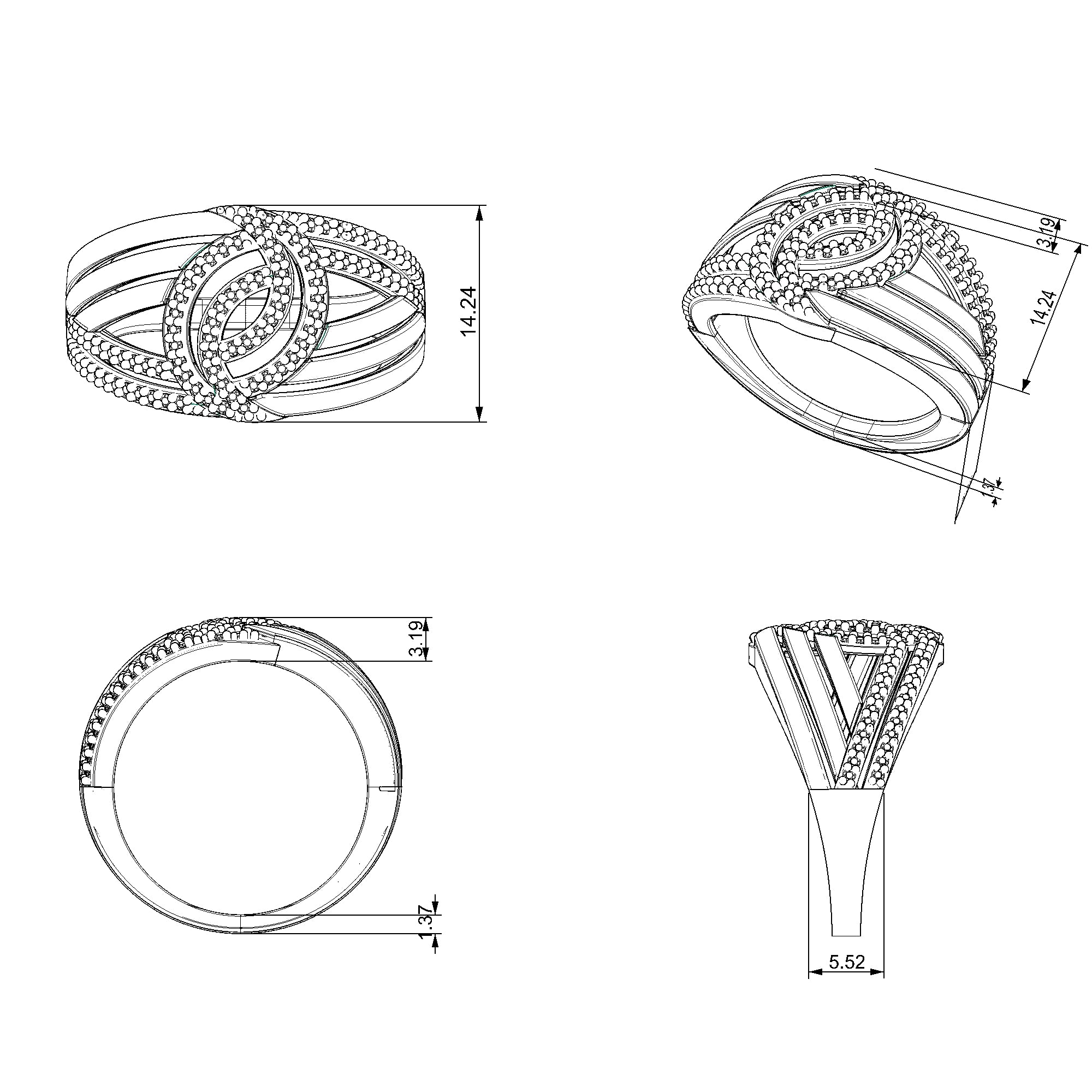 Pargold Solid Gold Spiral Allure Accent Band-Static