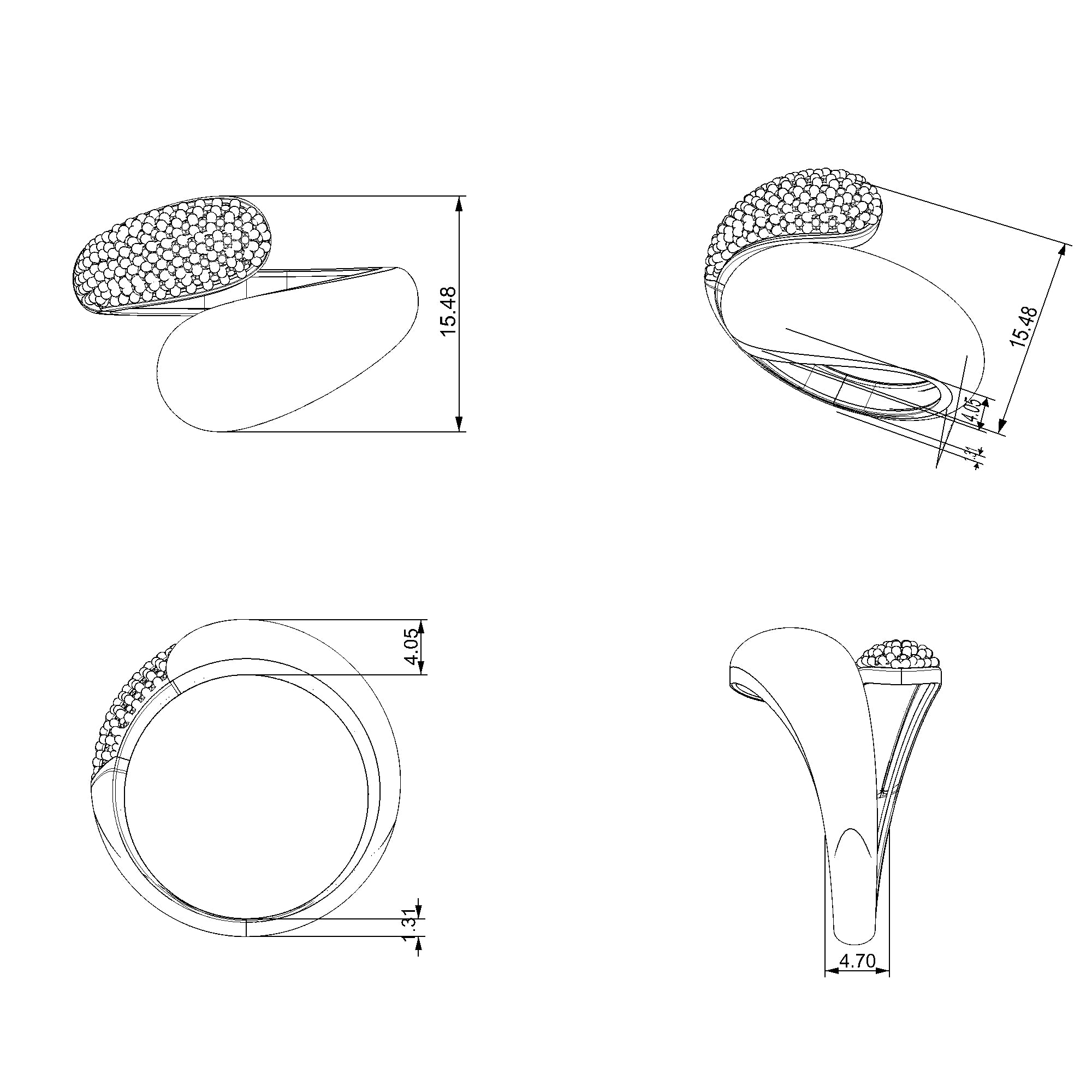 Pargold Solid Gold Harmony Gleam Crossover Ring-Static