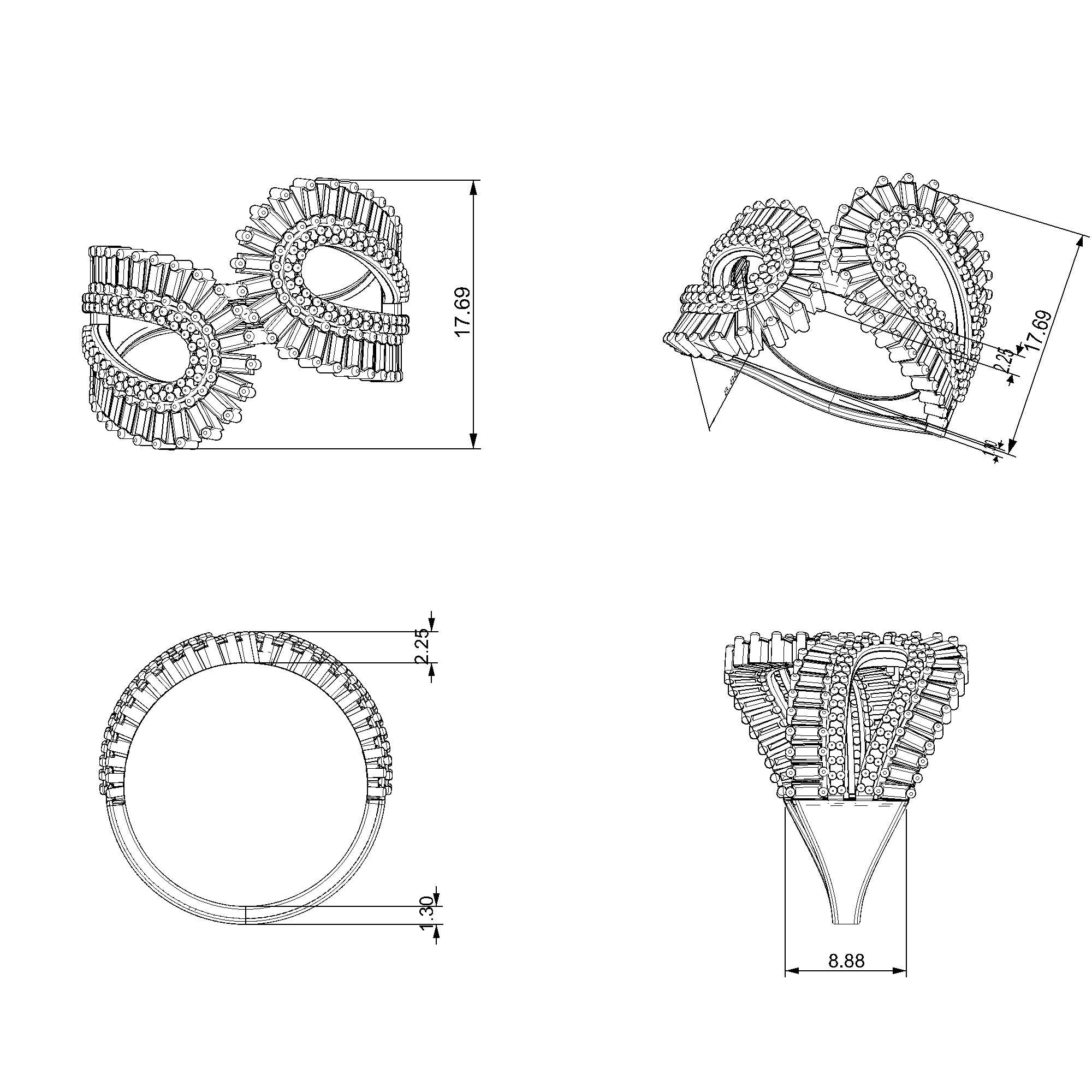 Pargold Solid Gold Crescent Royale Baguette Ring-Static