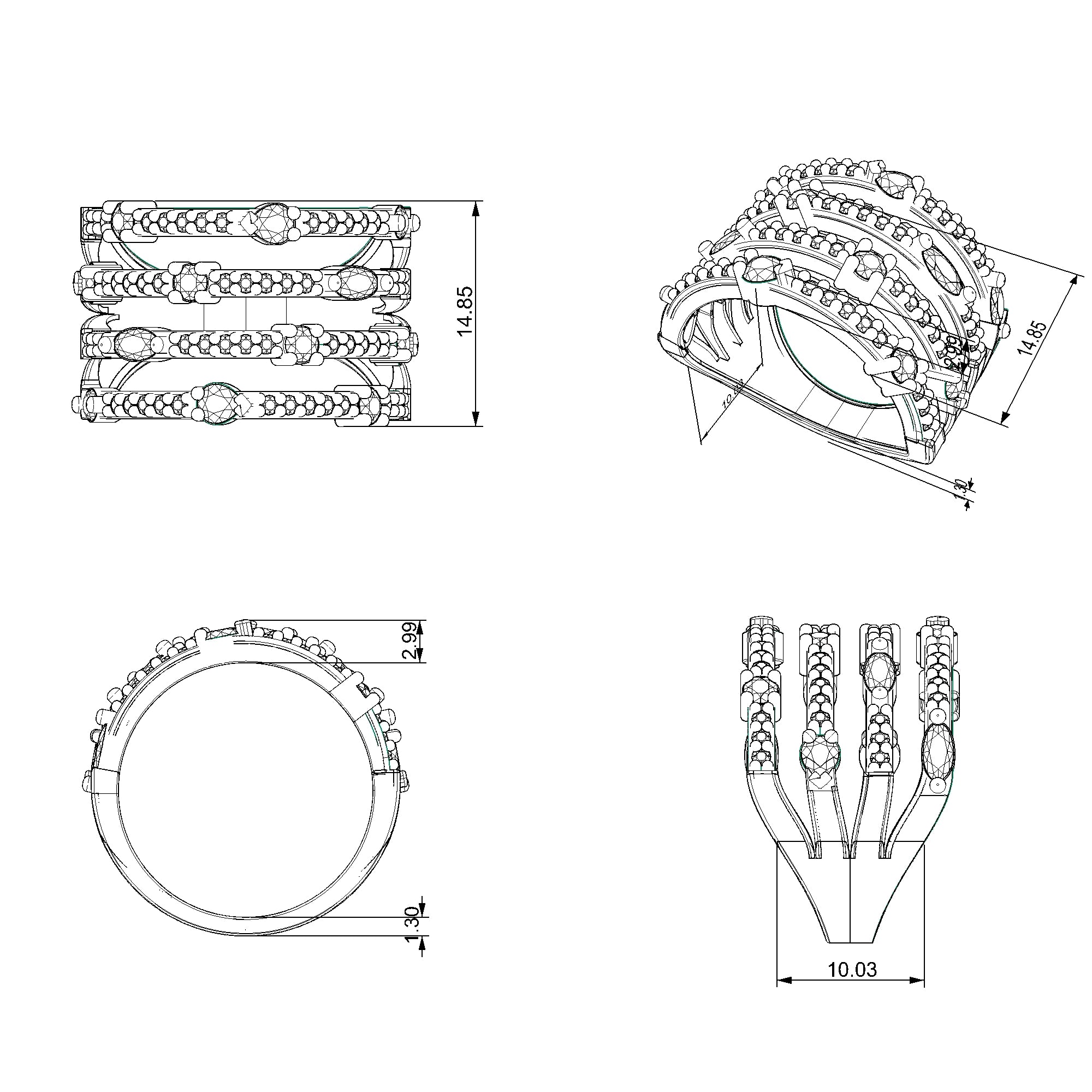 Pargold Solid Gold Regal Coronet Ornate Ring-Static