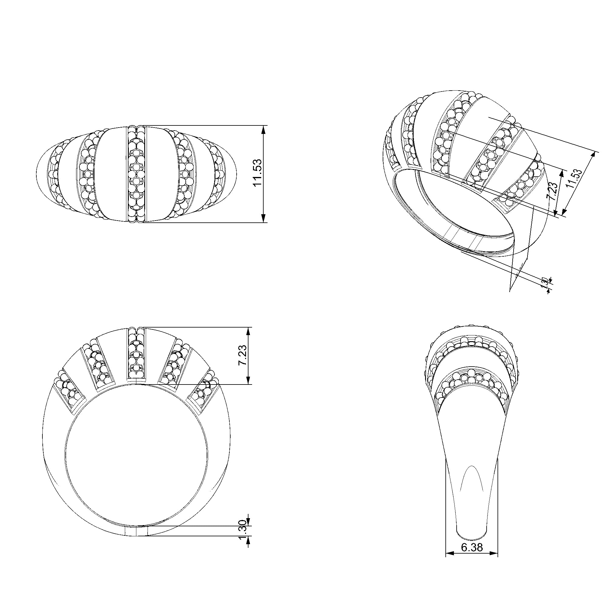 Pargold Solid Gold Golden Cascade Channel Ring-Static