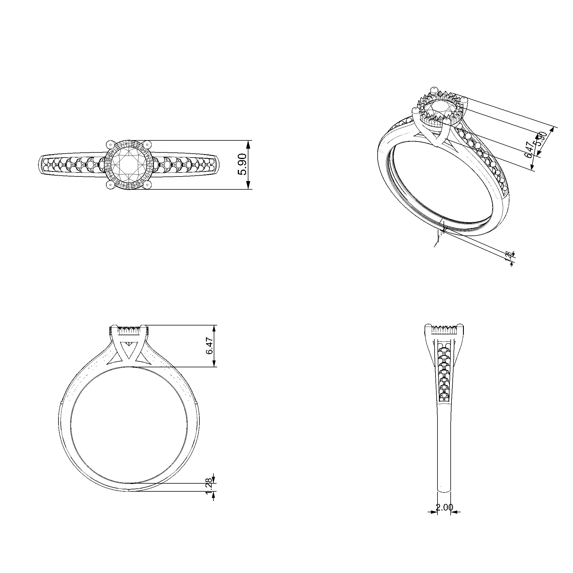 Pargold Solid Gold Radiant Coronet Pave Ring-Static