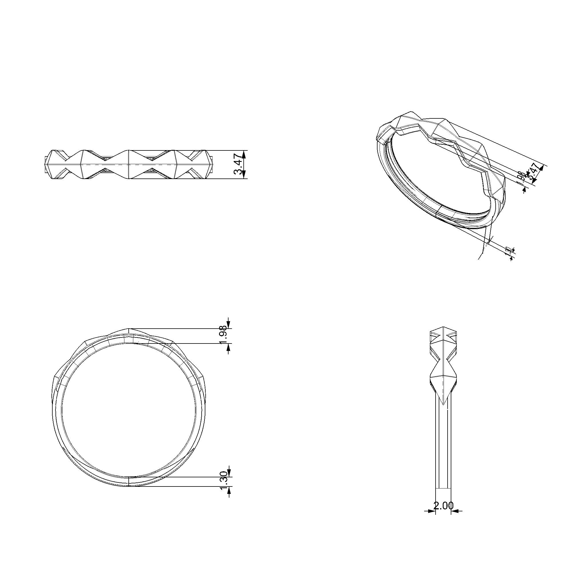 Pargold Solid Gold Lustrous Waveform Band-Static