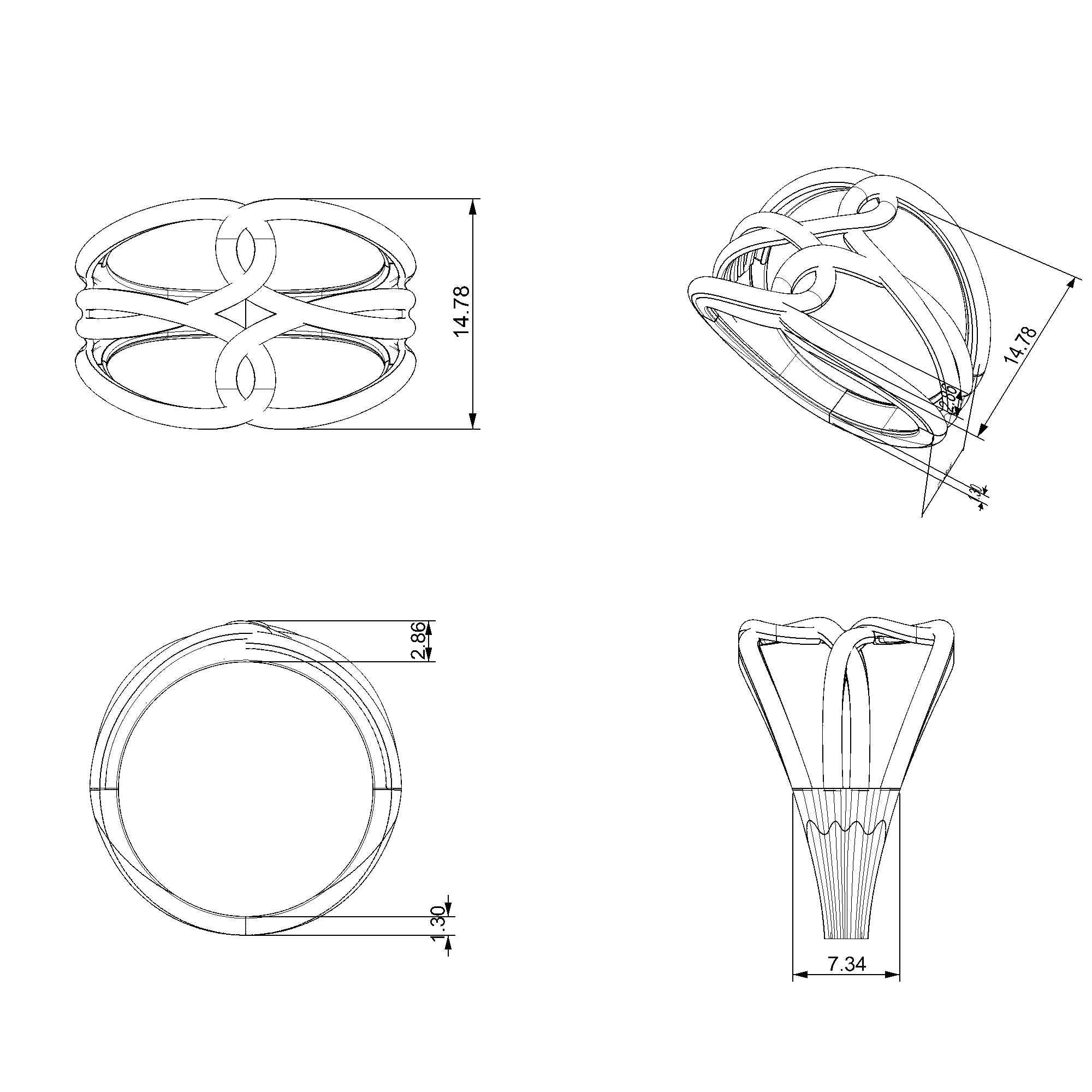 Pargold Solid Gold Twisted Elegance Infinity Ring-Static