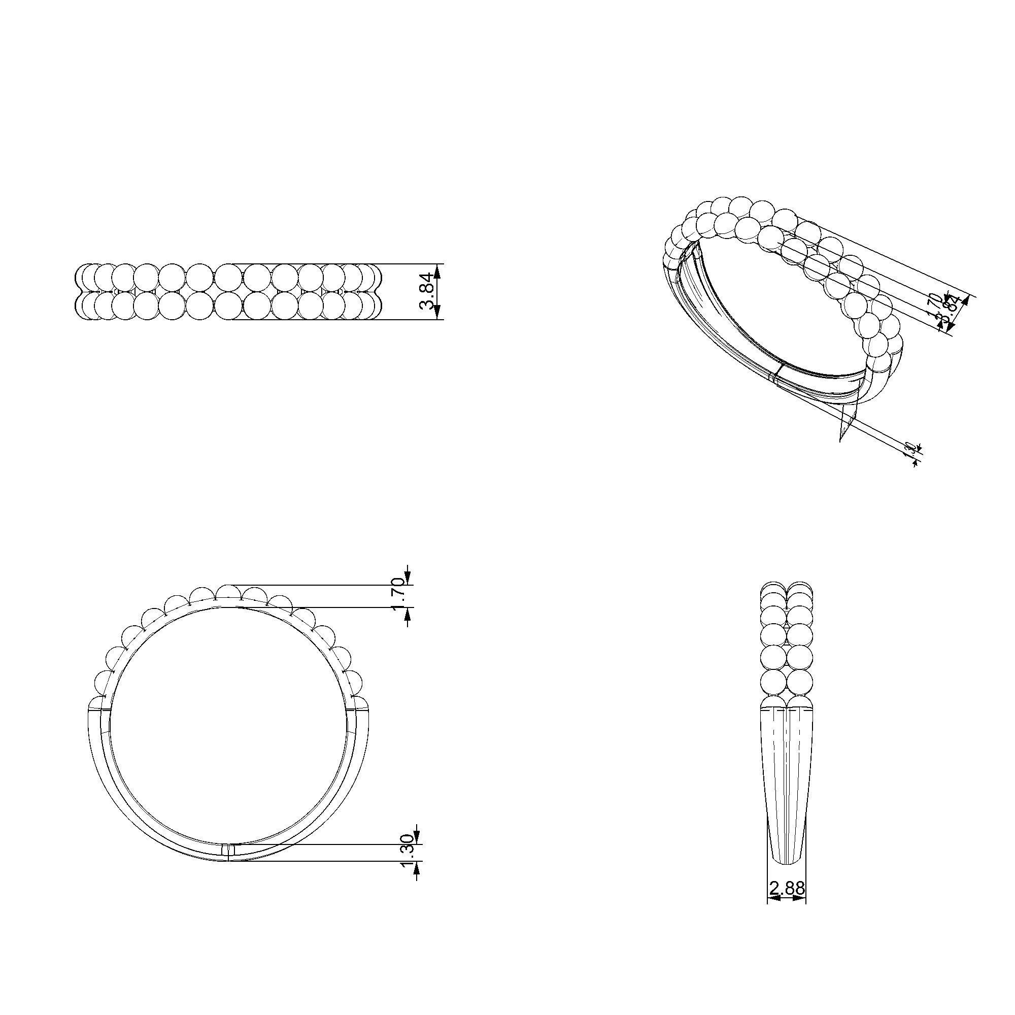 Pargold Solid Gold Ornate Beaded Elegance Ring-Static