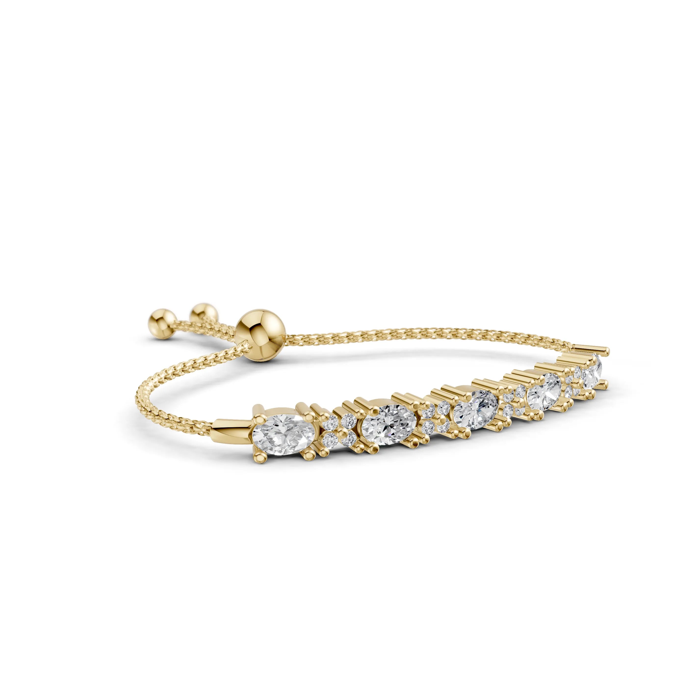 Pargold Solid Gold Brilliant Elegance Radiant Gemstone Bracelet -Gold_Diamond_Diamond_Static_Gold