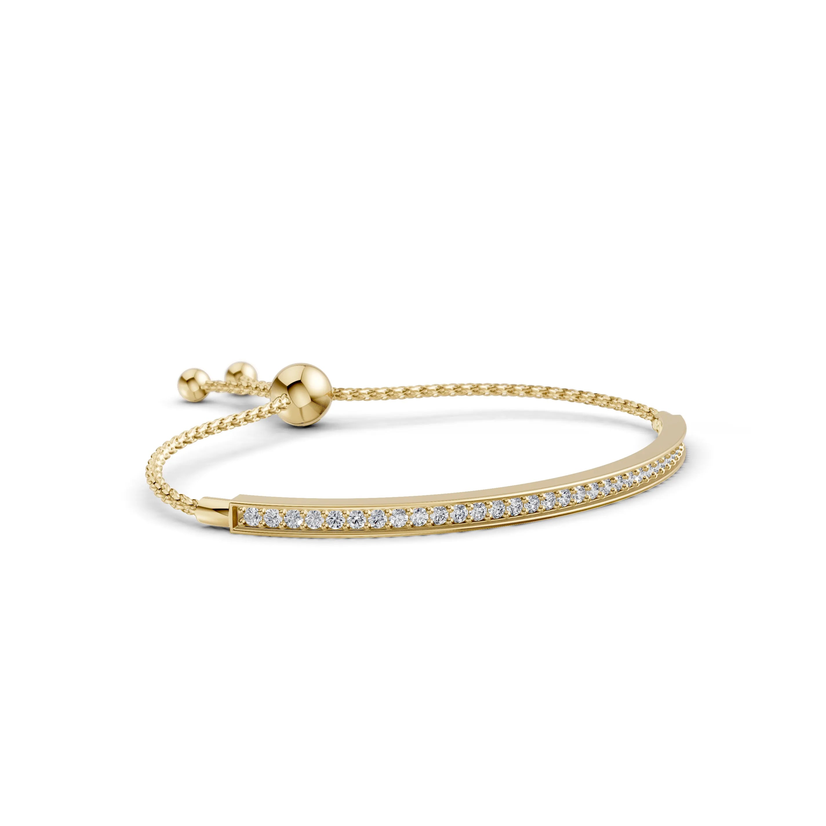 Pargold Solid Gold Timeless Radiance Adjustable Gemstone Bracelet -Gold_Diamond_Diamond_Static_Gold