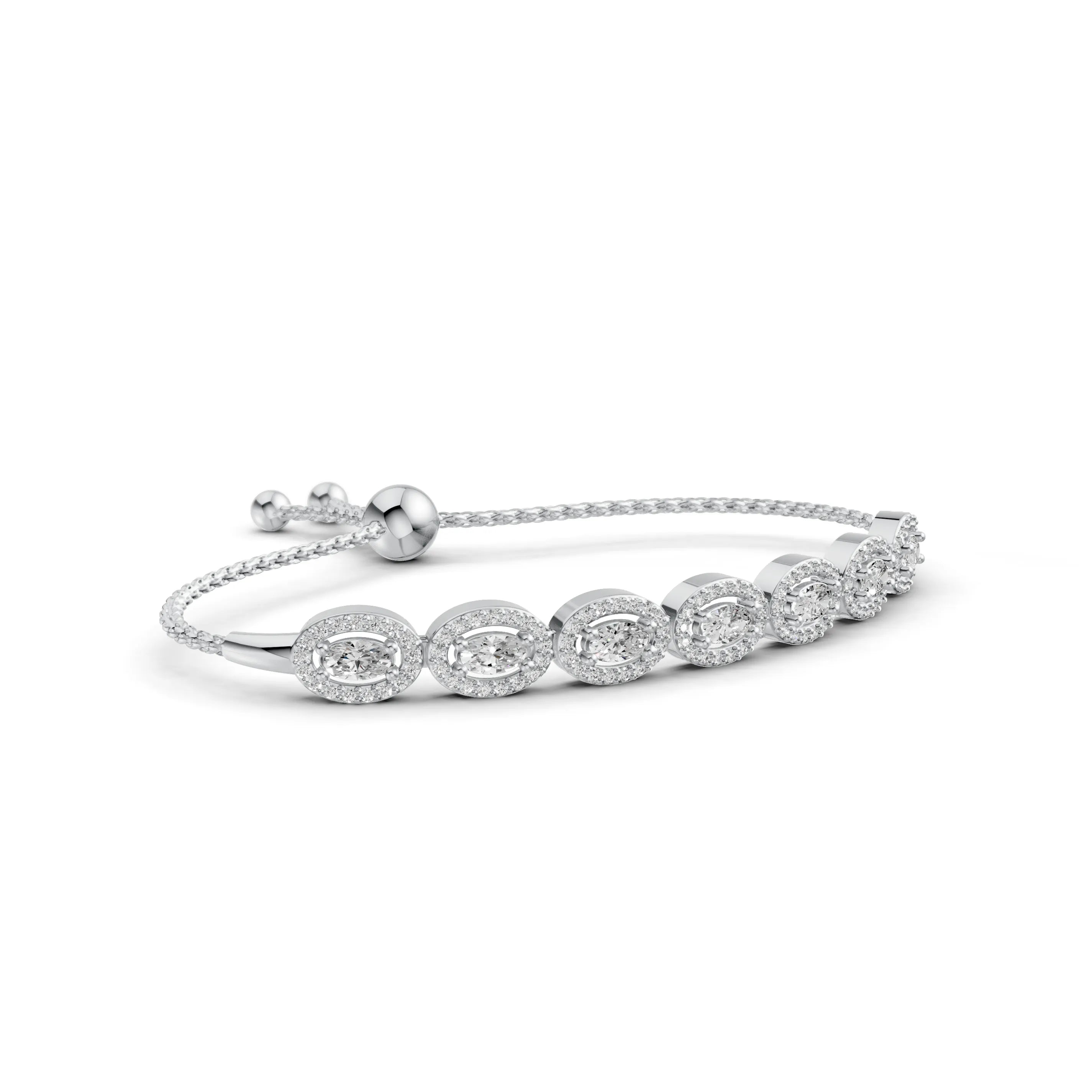 Pargold Solid Gold Radiant Elegance Gemstone Bracelet -Silver_Diamond_Diamond_Static_Silver