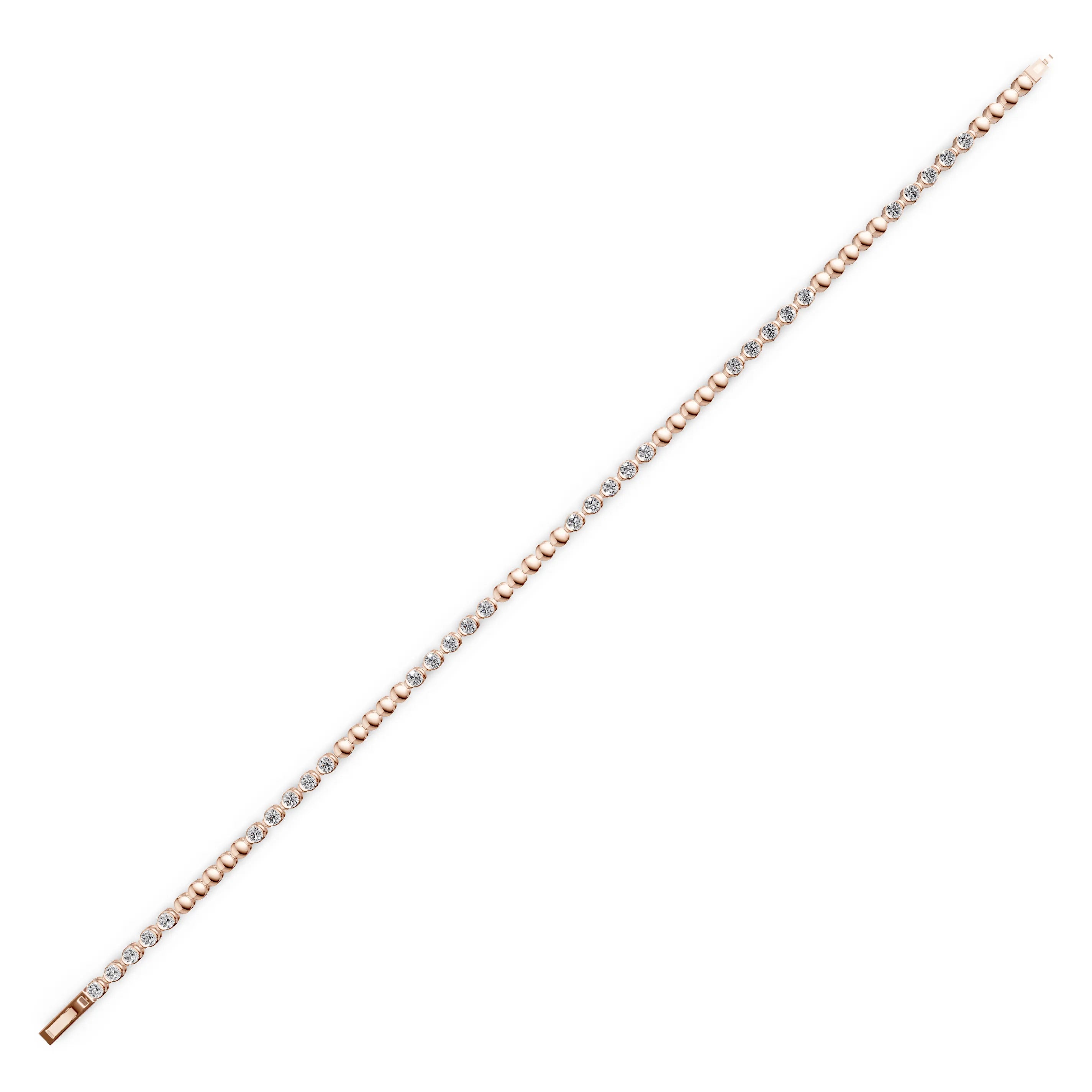 Pargold Solid Gold Radiant Bead & Gem Tennis Bracelet -Rose_Diamond_Diamond_Static_Rose