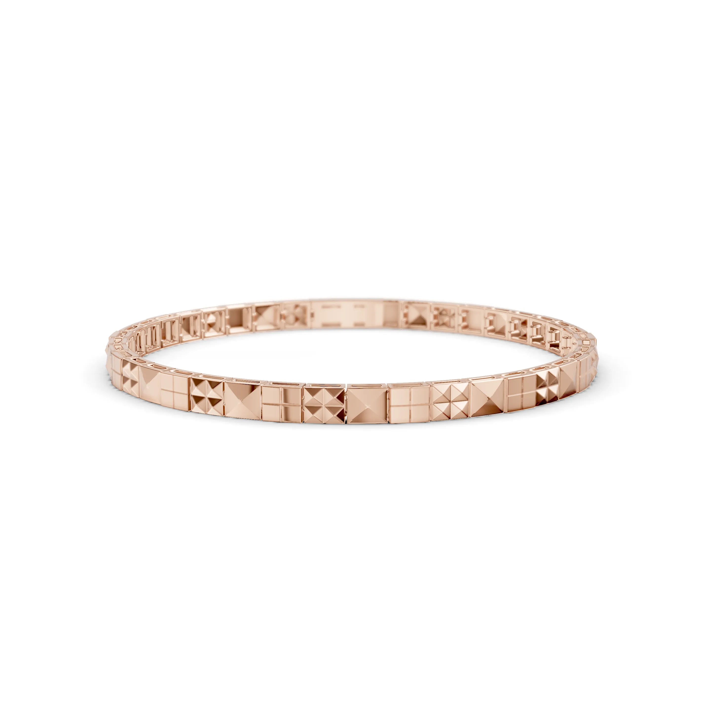 Pargold Solid Gold Facet Array Geometric Bracelet -Rose_Static_Rose