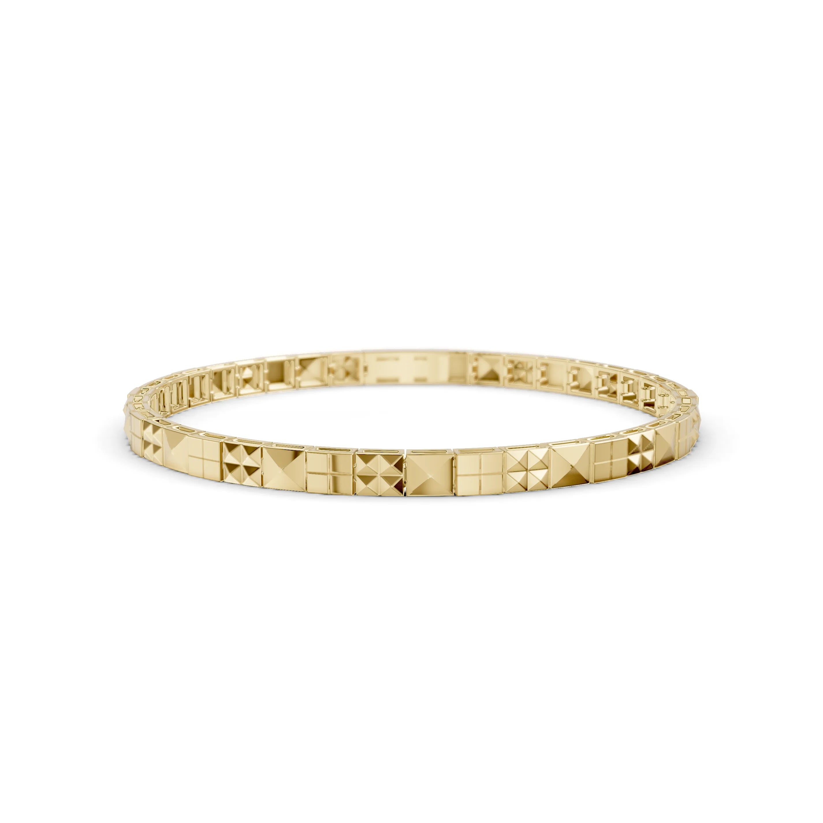 Pargold Solid Gold Facet Array Geometric Bracelet -Gold_Static_Gold