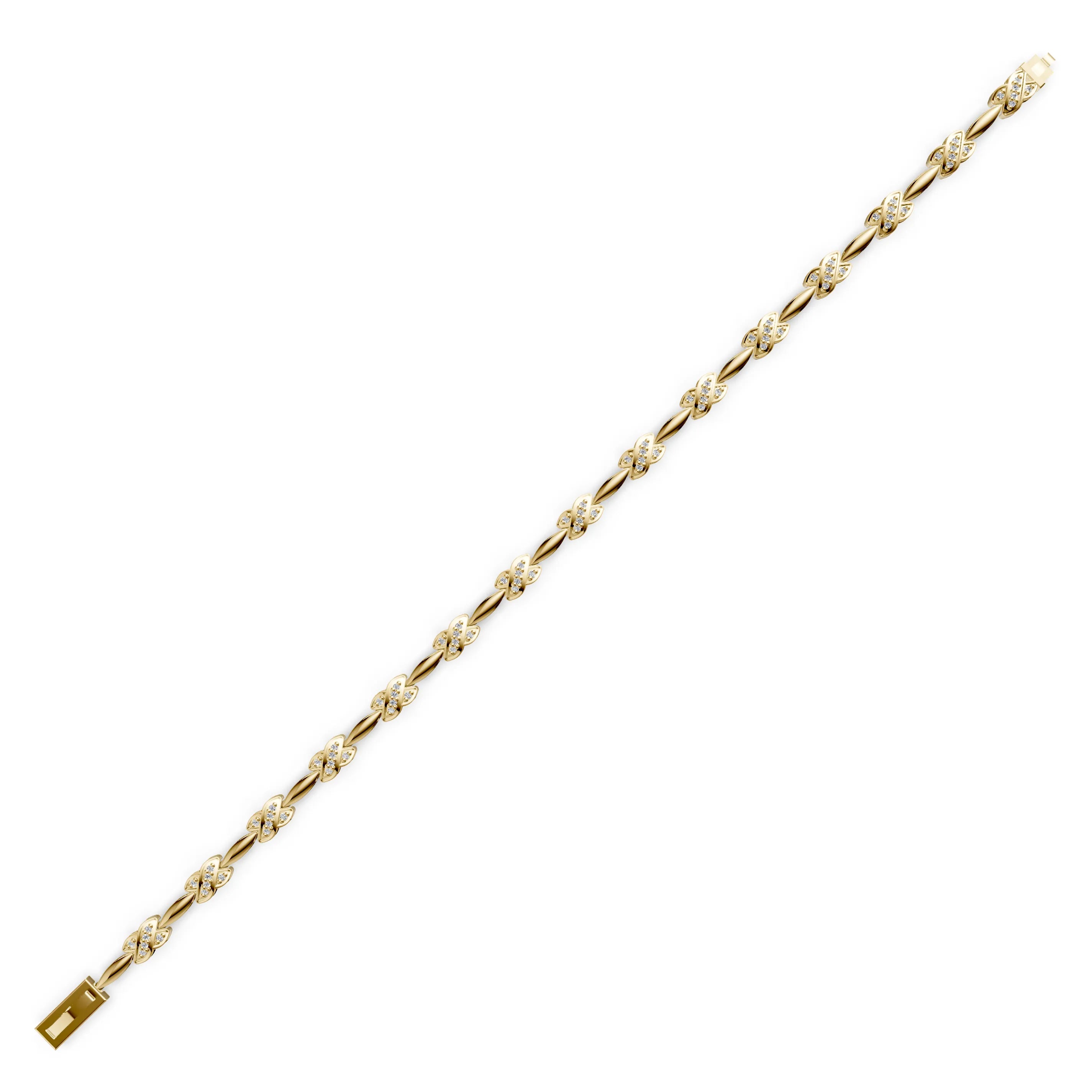 Pargold Solid Gold Floral Finesse Gemstone Bracelet -Gold_Diamond_Diamond_Static_Gold