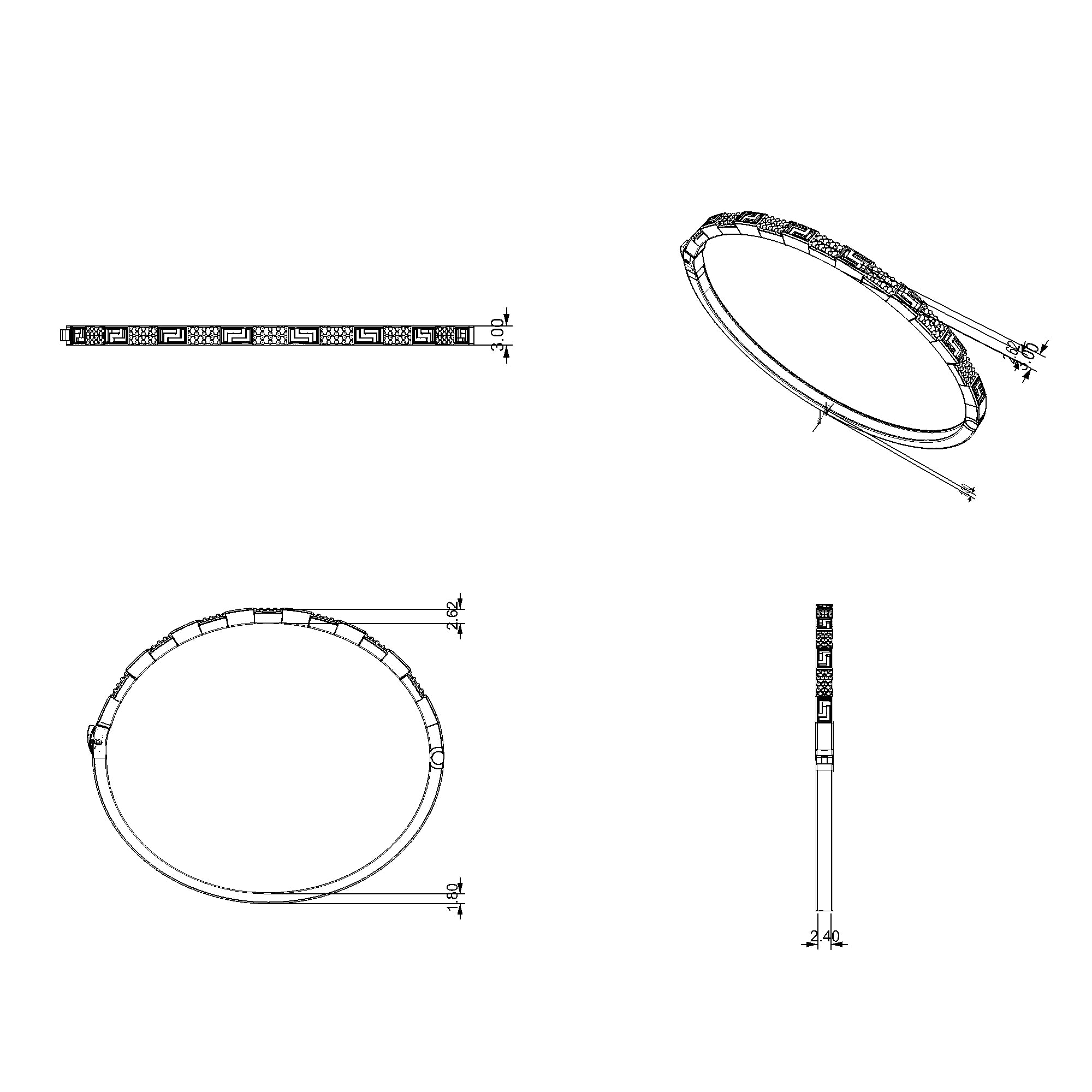 Pargold Solid Gold Geometric Grace Gemstone Bangle-Static