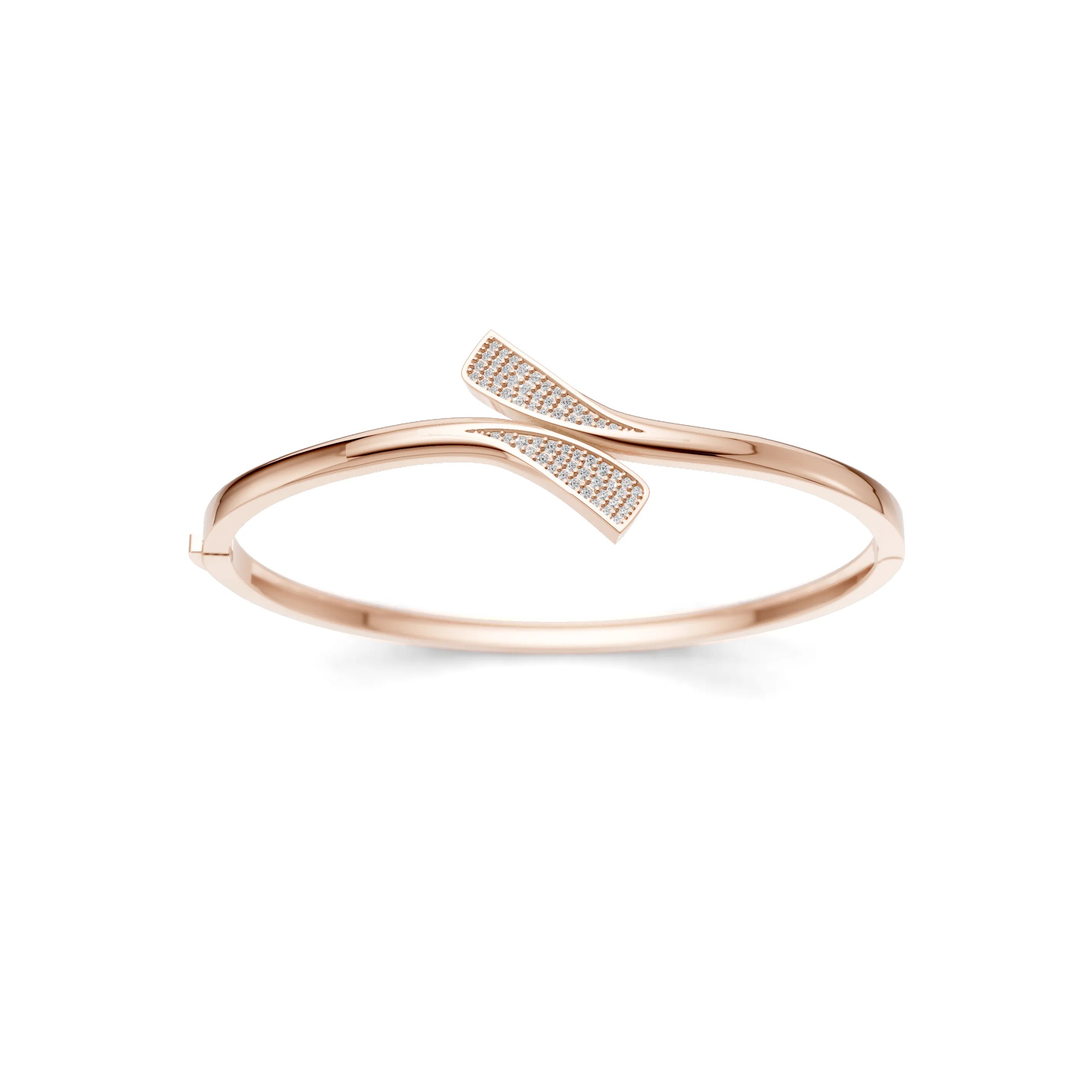 Pargold Solid Gold Sleek Elegance Gemstone Bangle Bracelet -Rose_Diamond_Diamond_Static_Rose